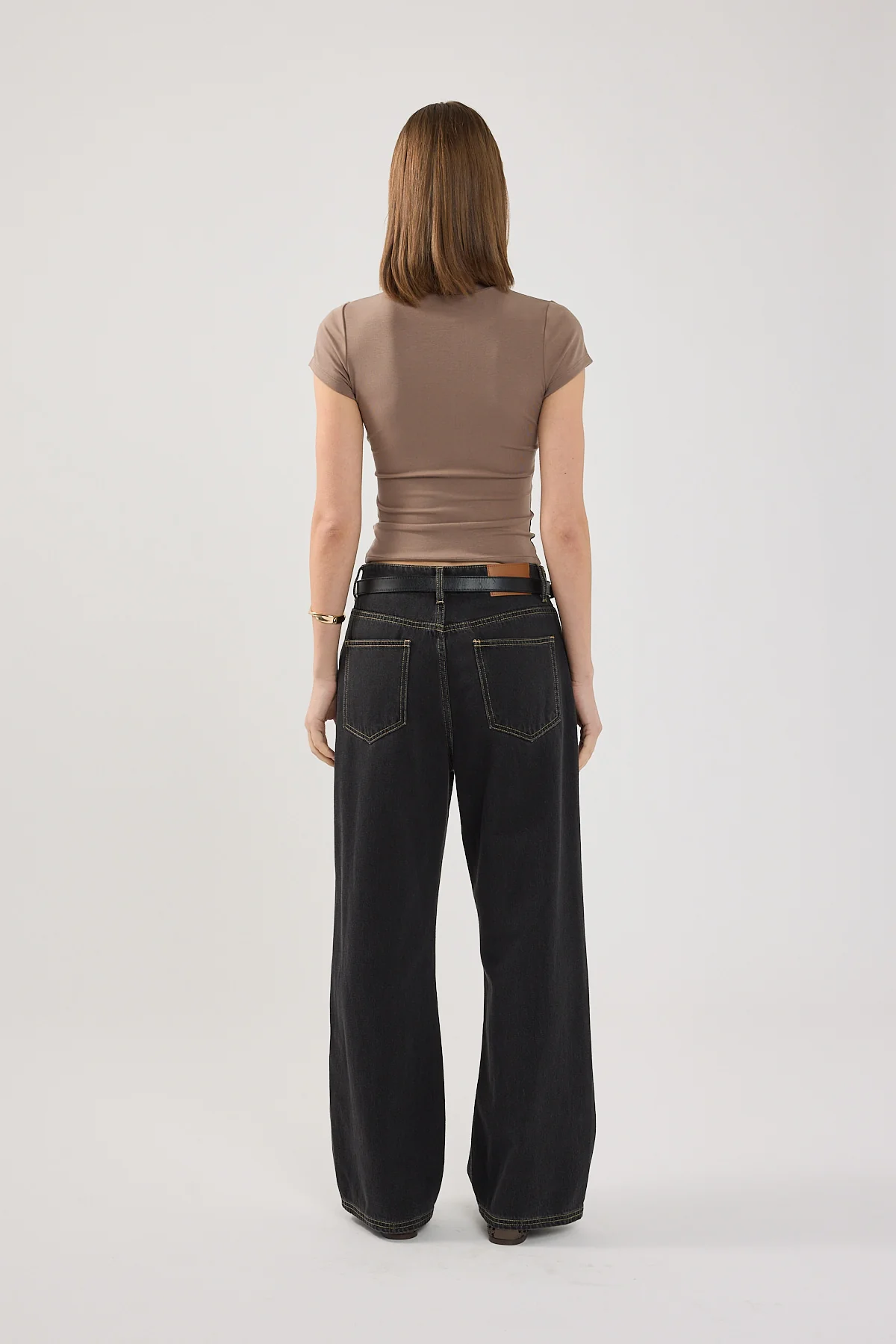Perfect Stranger Longline Cap Sleeve Tee Taupe - Image 4