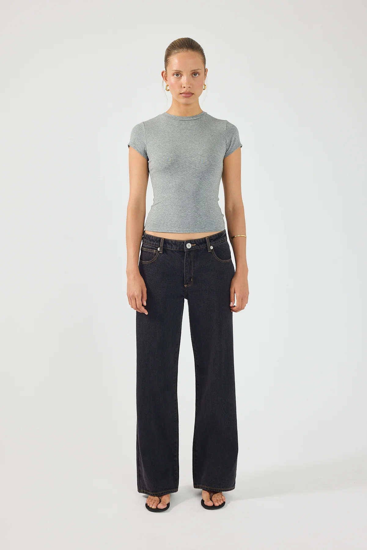 Perfect Stranger Longline Cap Sleeve Tee Grey Marle