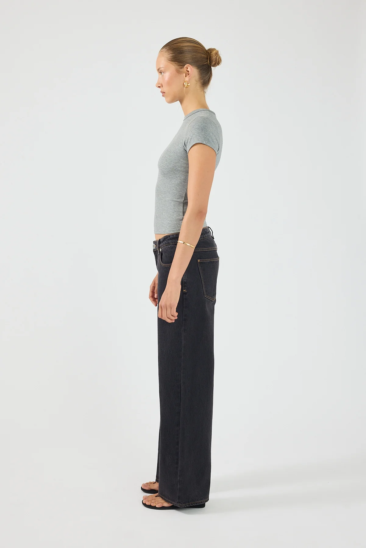 Perfect Stranger Longline Cap Sleeve Tee Grey Marle - Image 2