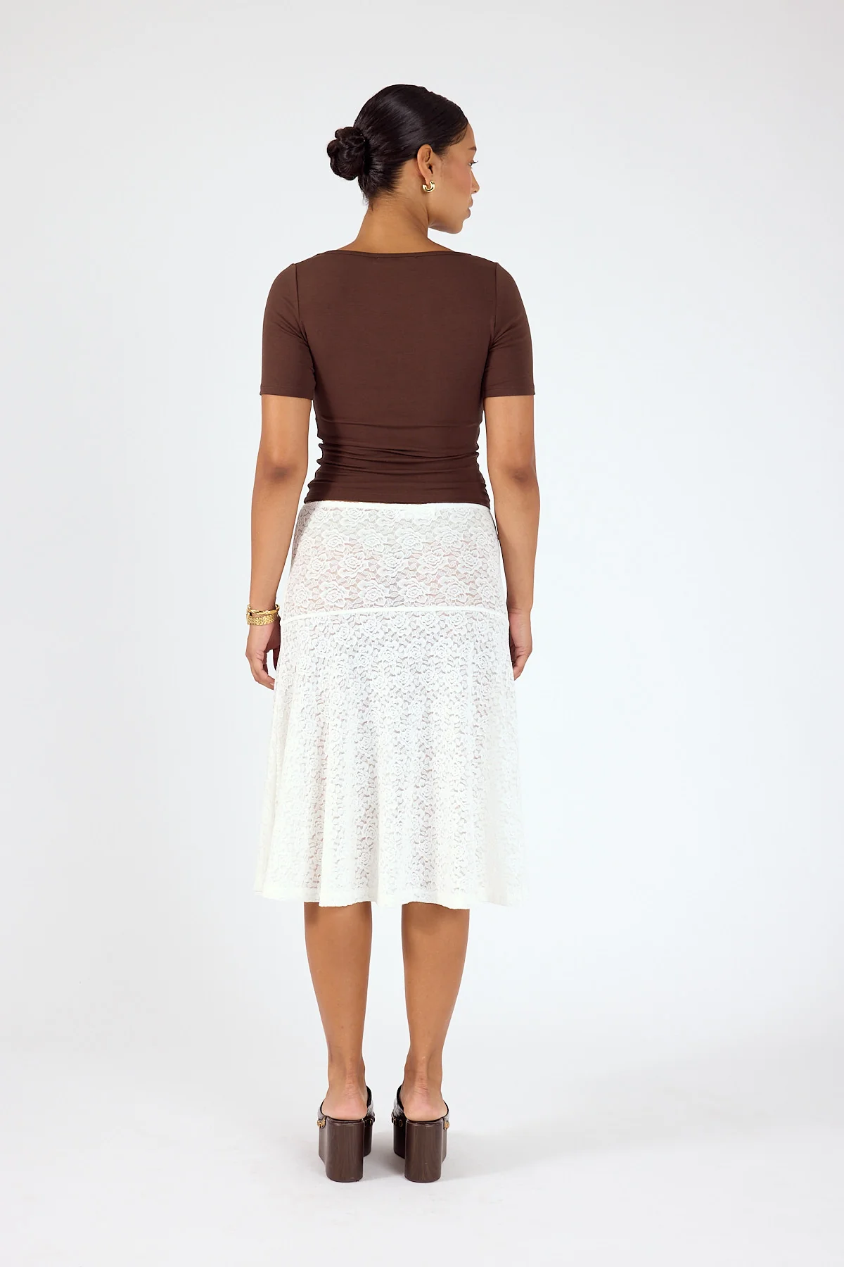 Perfect Stranger Longline V-Neck Tee Brown - Image 5