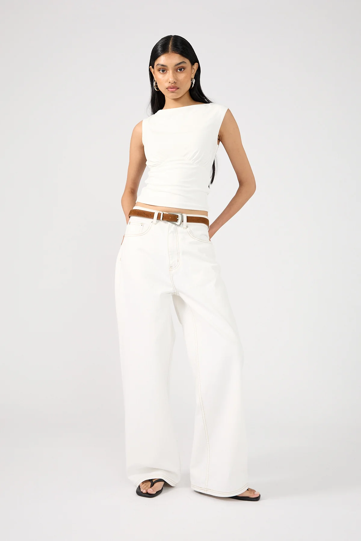 Perfect Stranger Mid Rise 90's Slouch Jean White Contrast Off White Contrast