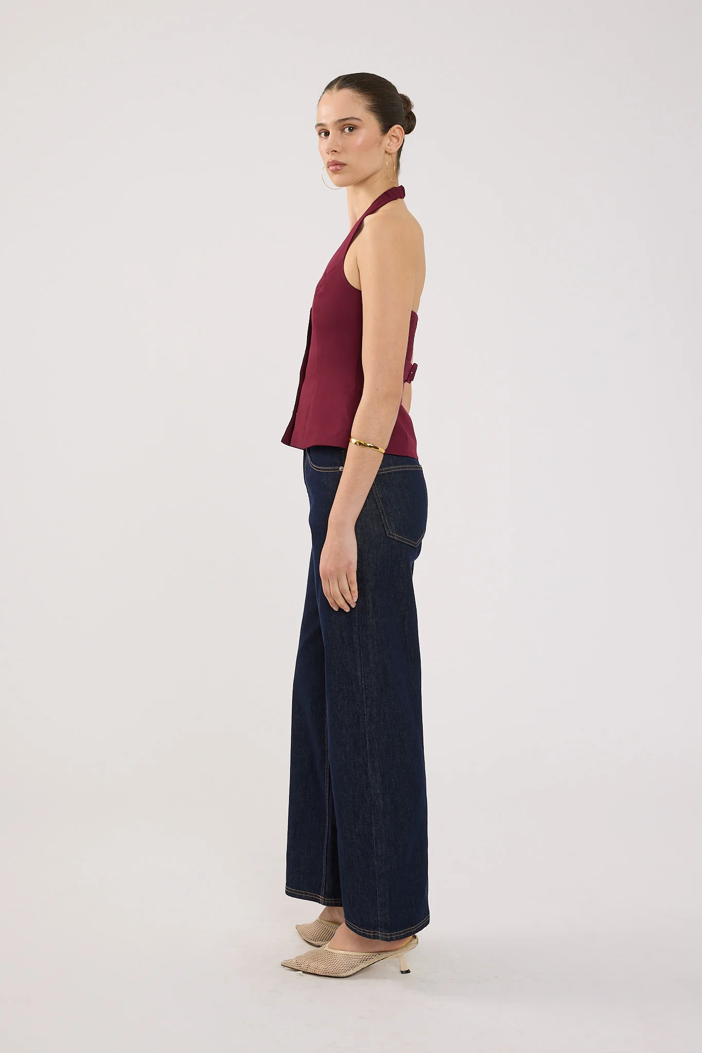 Perfect Stranger Luca Halter Tailored Vest Burgundy - Image 5