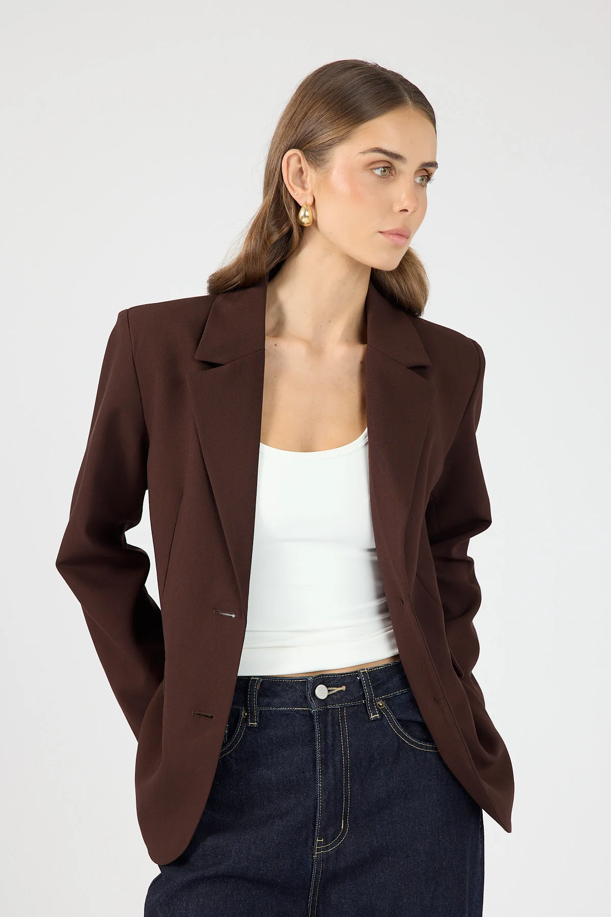 Perfect Stranger Luca Oversized Blazer Chocolate Brown - Image 6