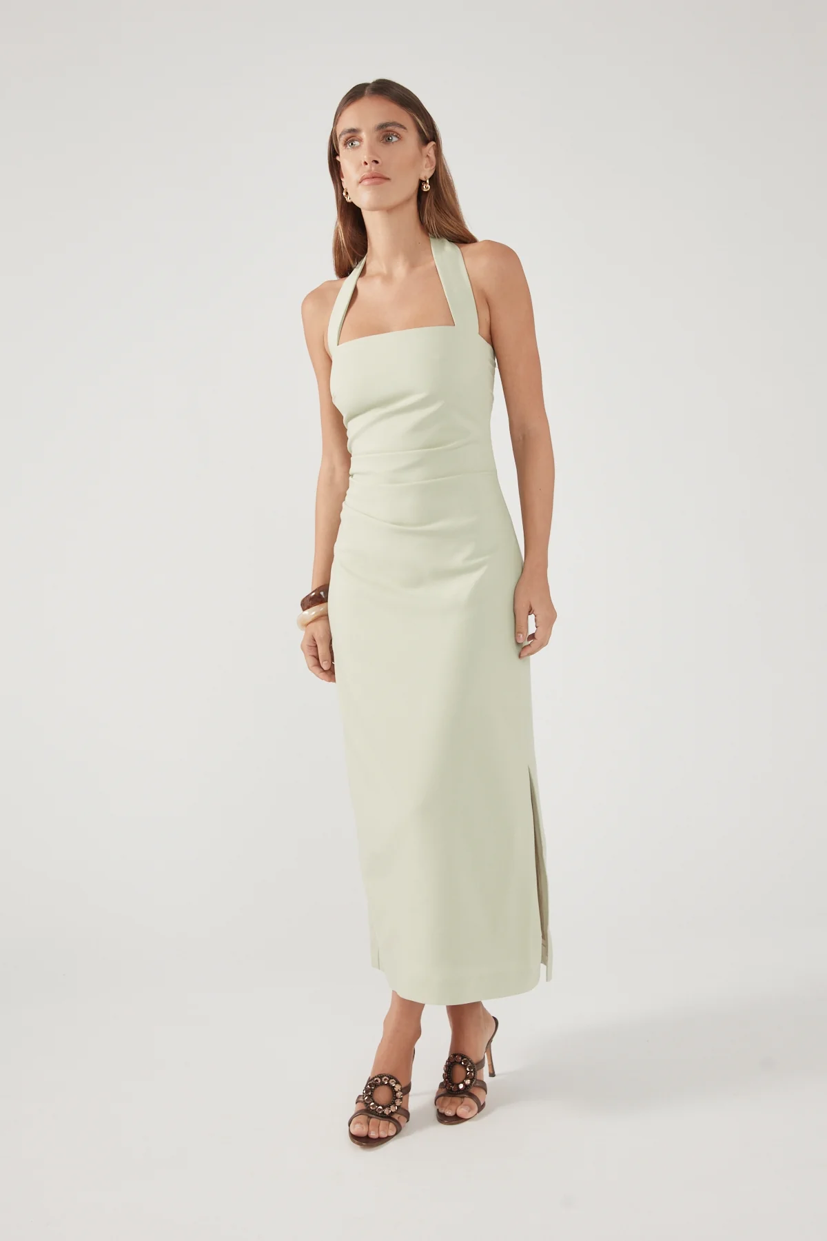 Perfect Stranger Lucette Halter Suiting Midi Dress Mint - Image 5