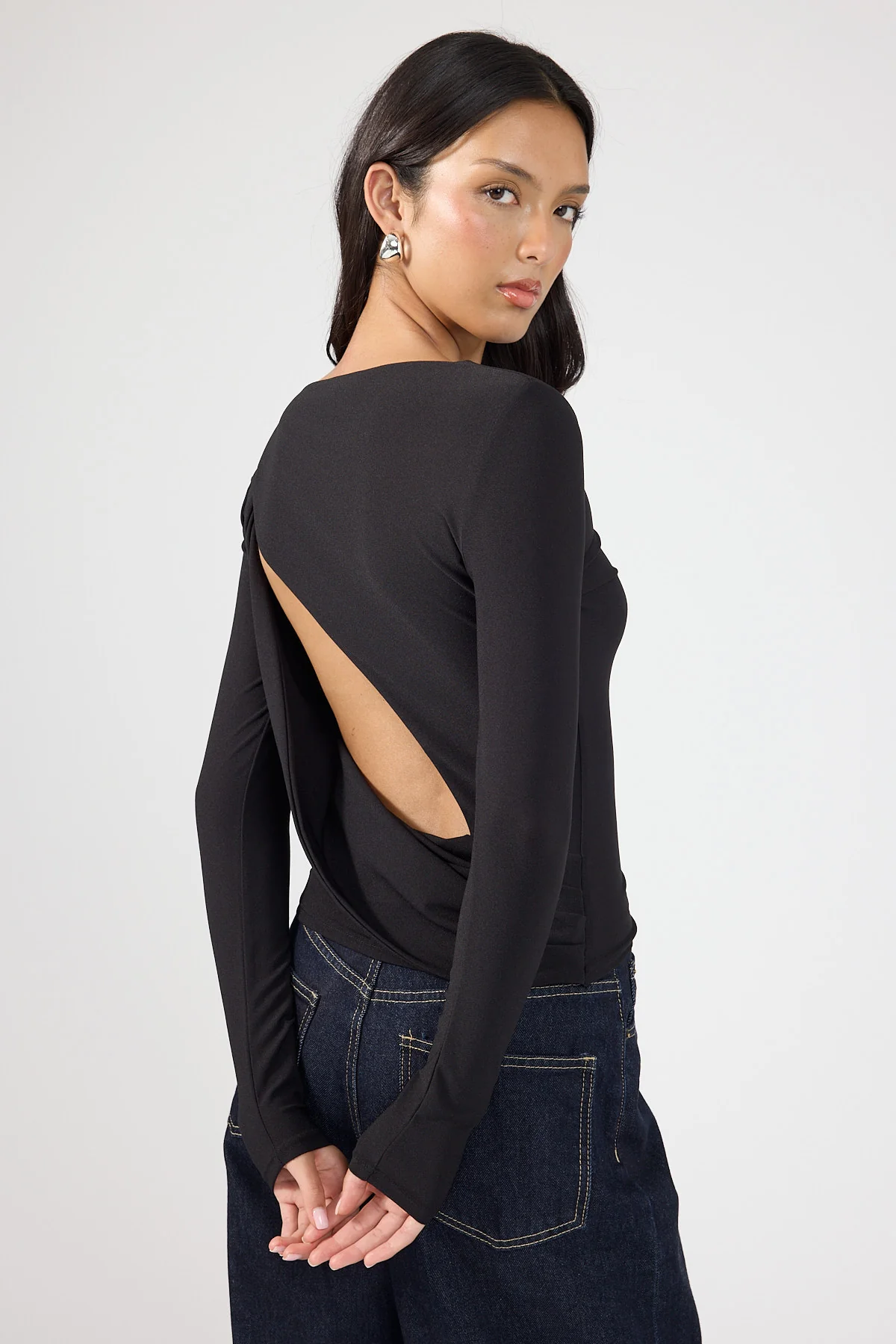 Perfect Stranger Lucinda Draped Backless Top Black - Image 2