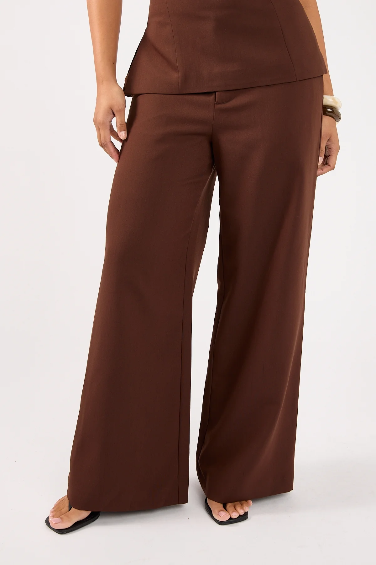 Perfect Stranger Luella Mid Rise Wide Leg Tailored Pant Brown - Image 3