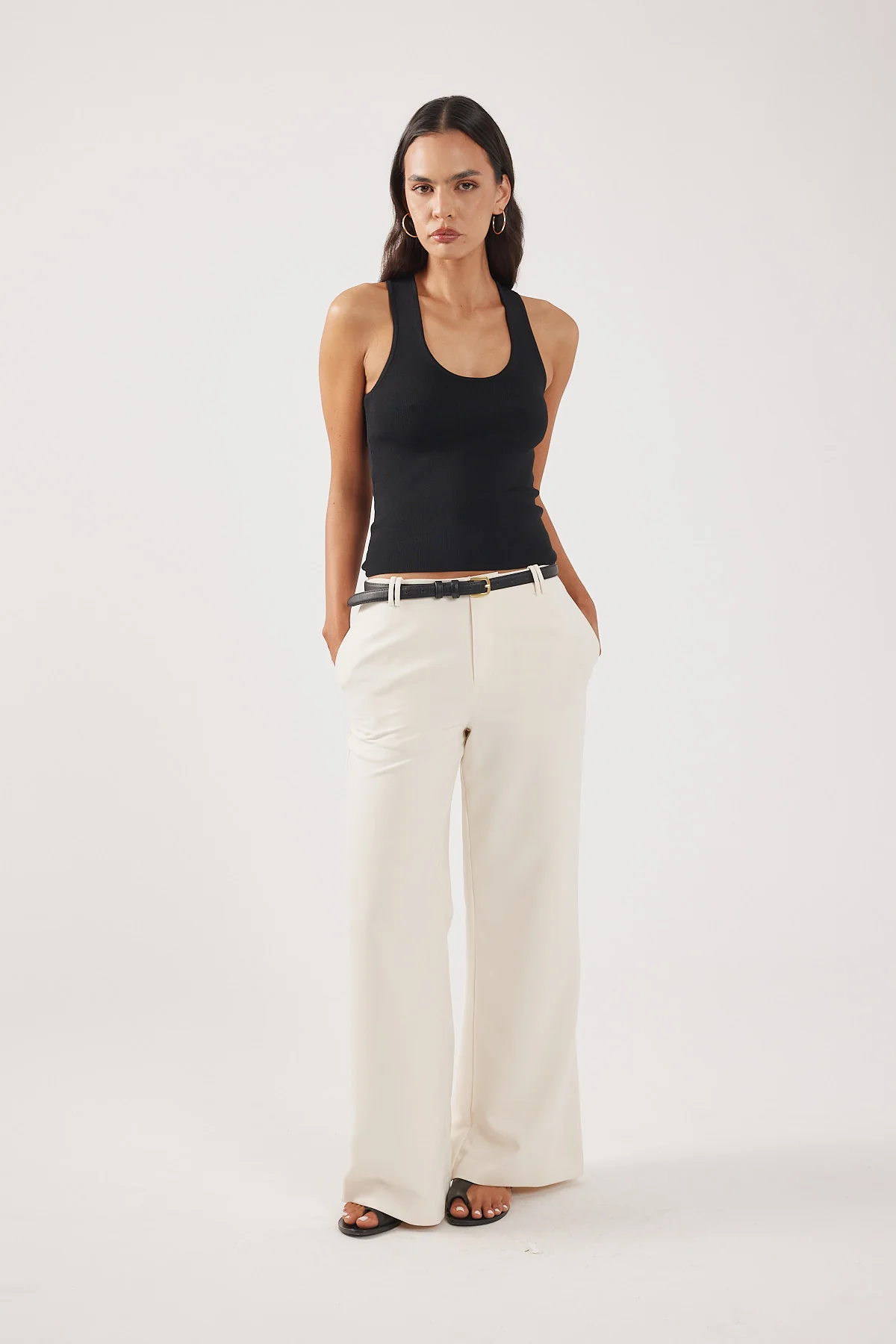 Perfect Stranger Luella Mid Rise Wide Leg Tailored Pant Cream