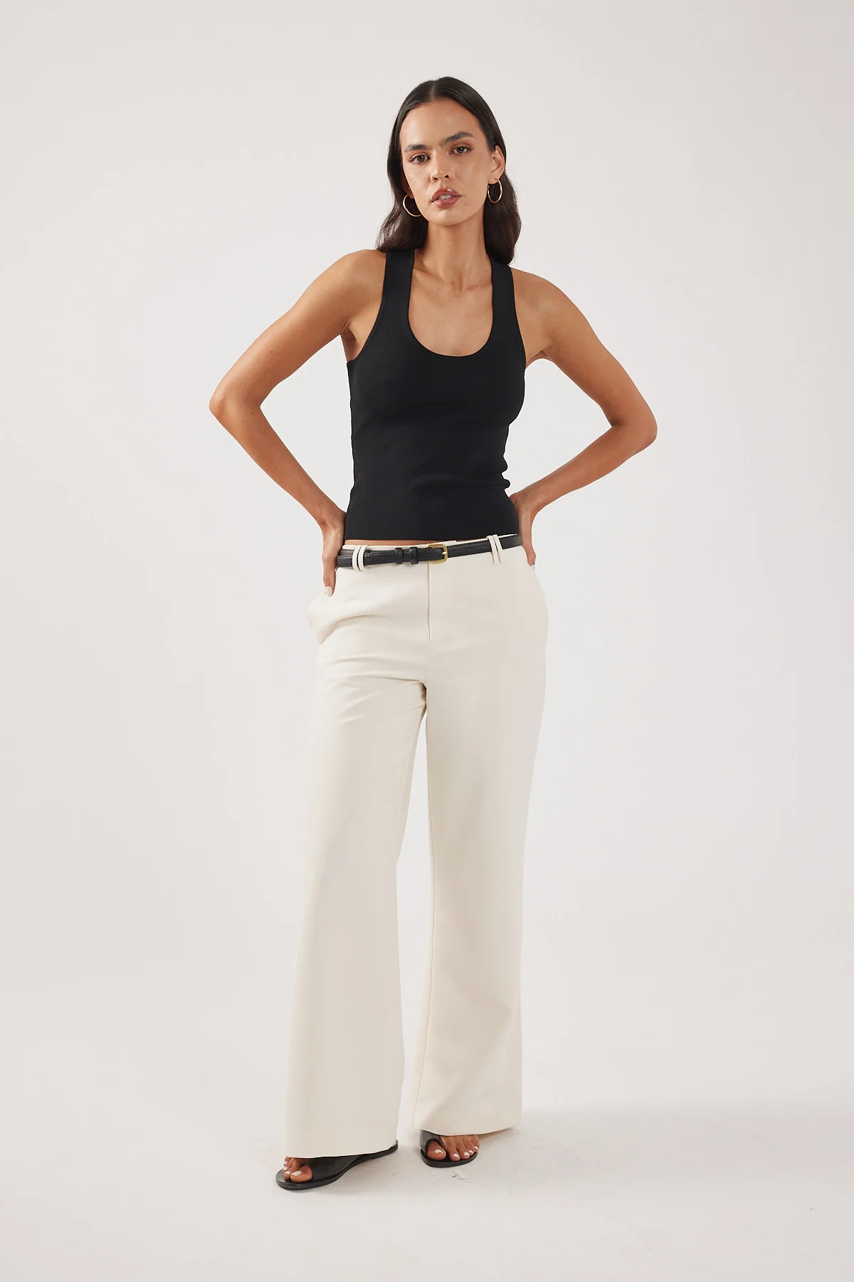 Perfect Stranger Luella Mid Rise Wide Leg Tailored Pant Cream - Image 5