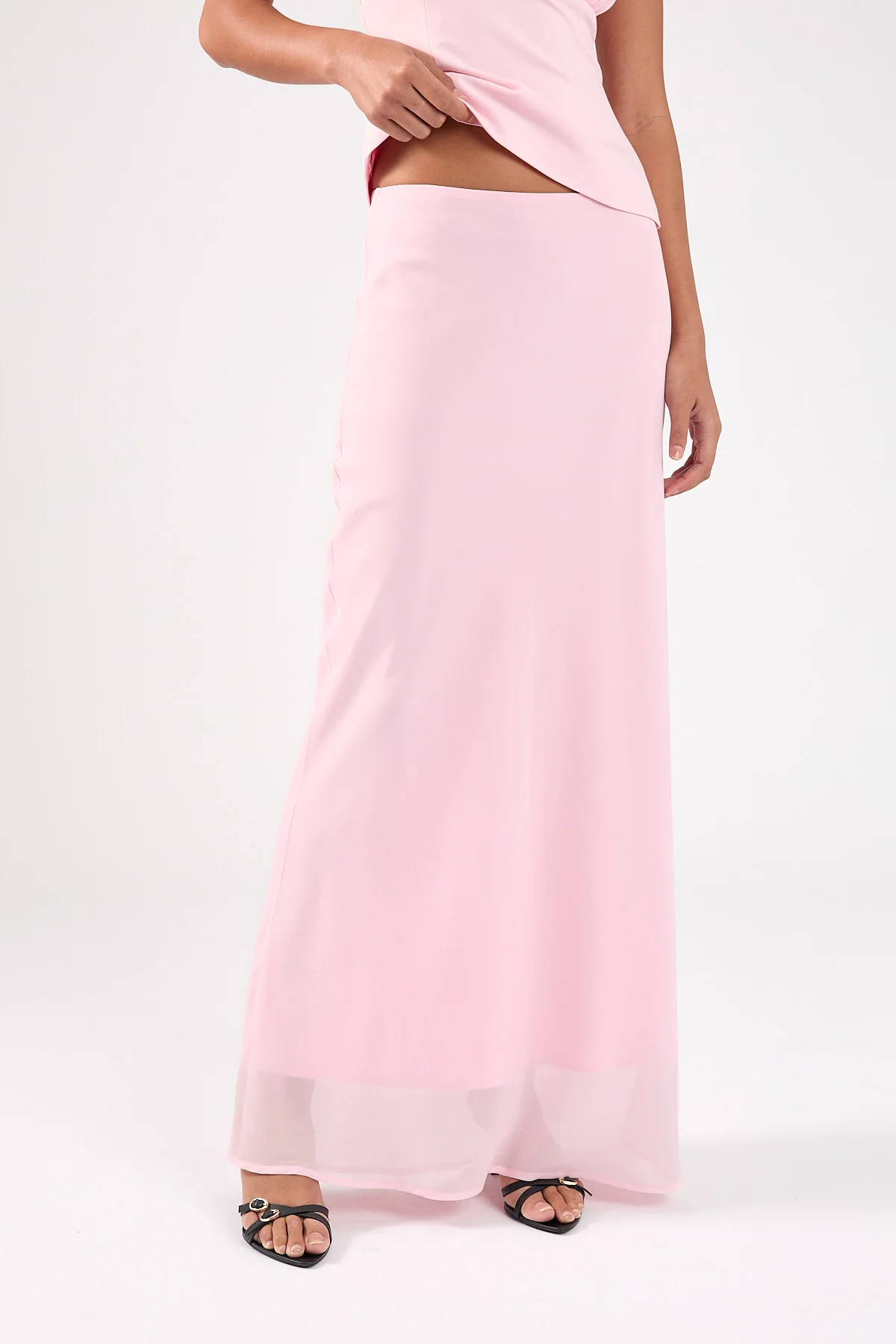 Perfect Stranger Lula Chiffon Maxi Skirt Pink - Image 6