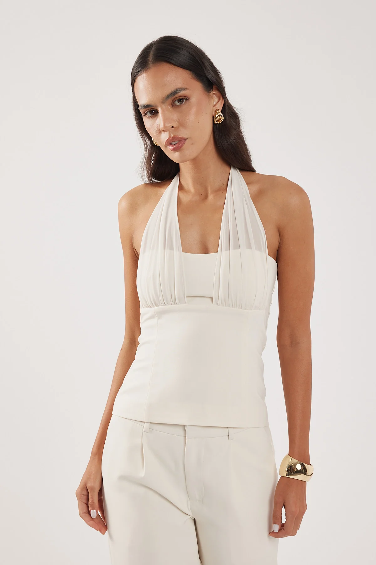 Perfect Stranger Lupa Mid Rise Pleated Tailored Pant Cream - Image 3