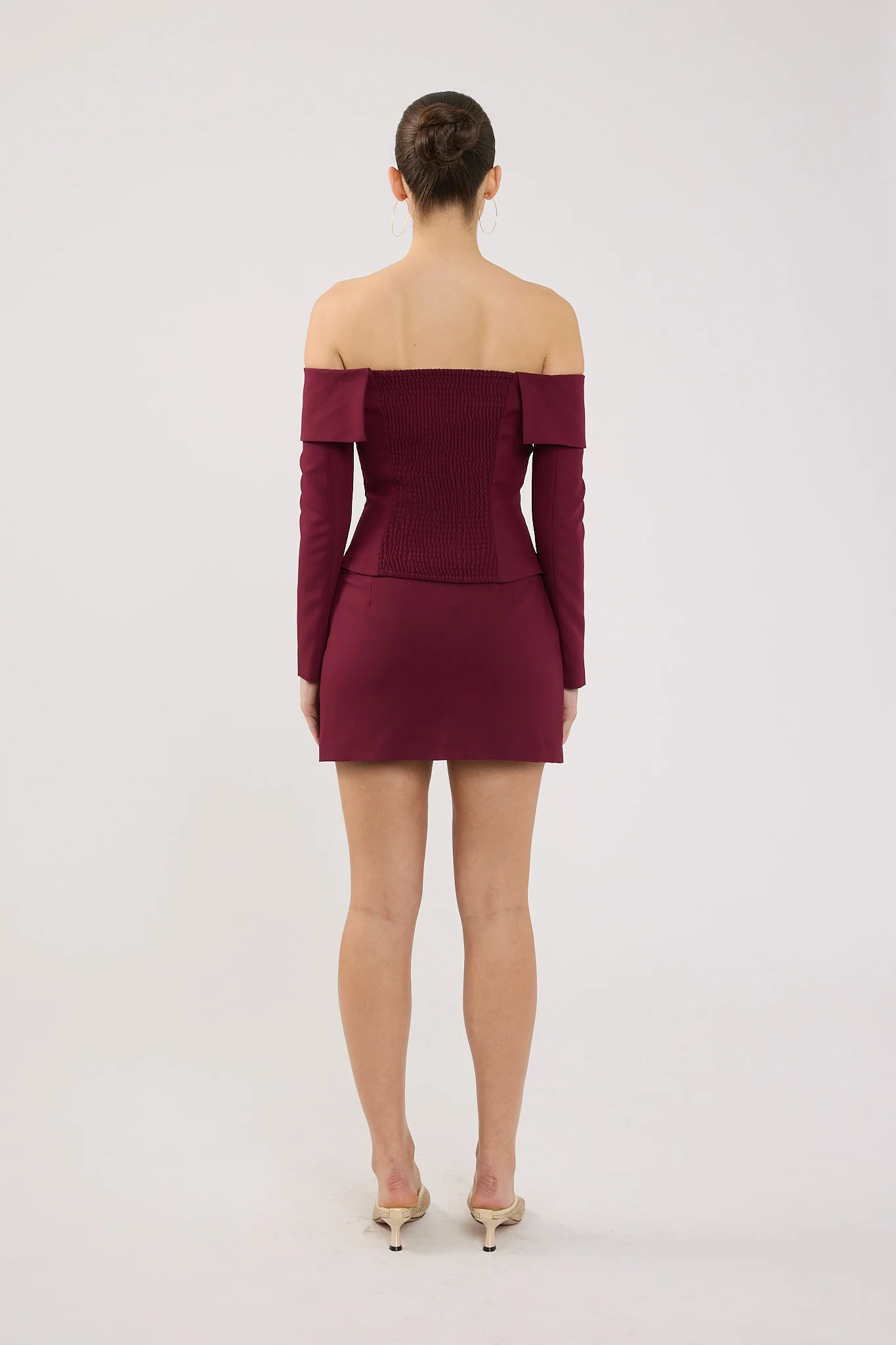 Perfect Stranger Lupa Off Shoulder Long Sleeve Top Burgundy - Image 6