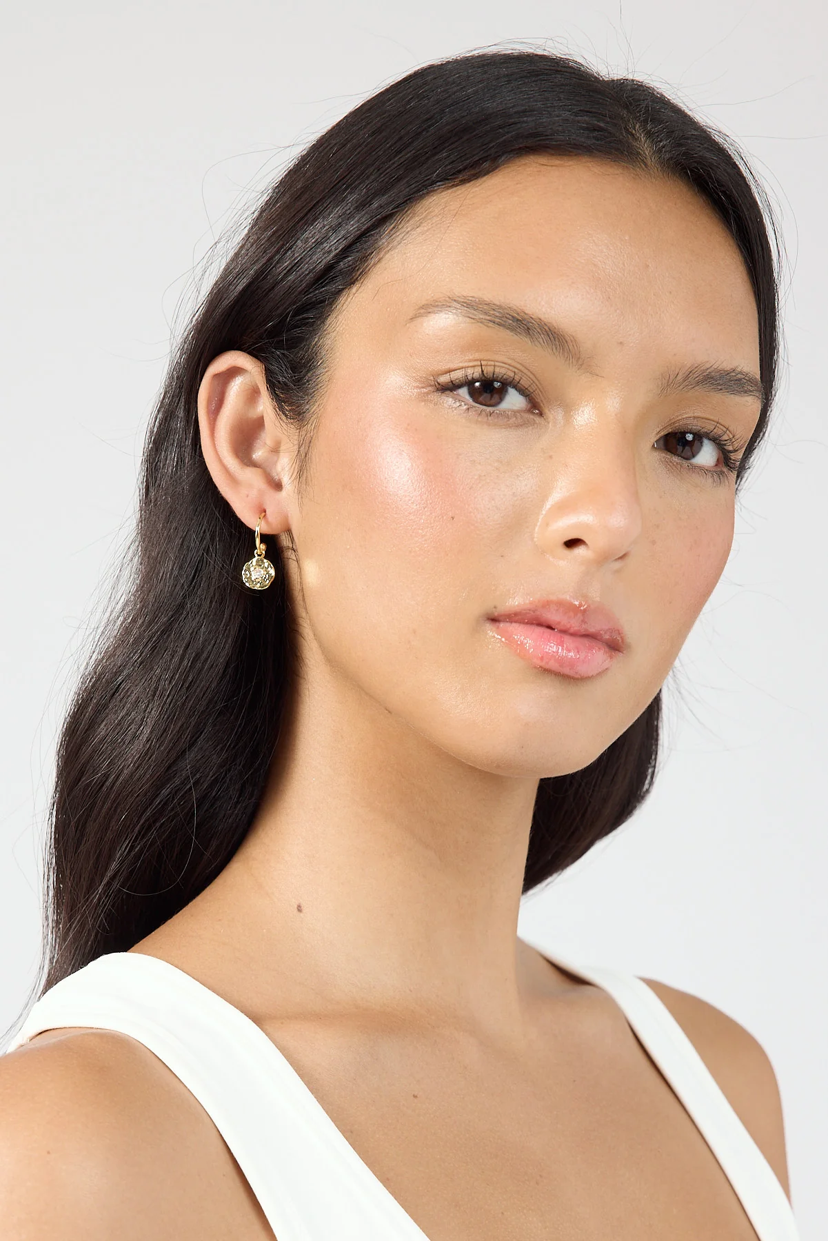 Perfect Stranger Magnolia Disk Hoop Earring 18K Gold Plated - Image 4