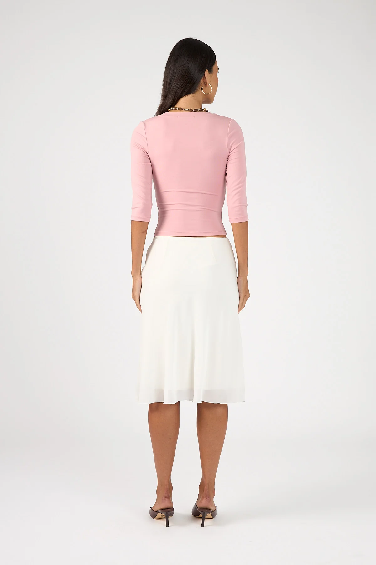 Perfect Stranger Mara V-Neck 3/4 Sleeve T-shirt Pink - Image 3