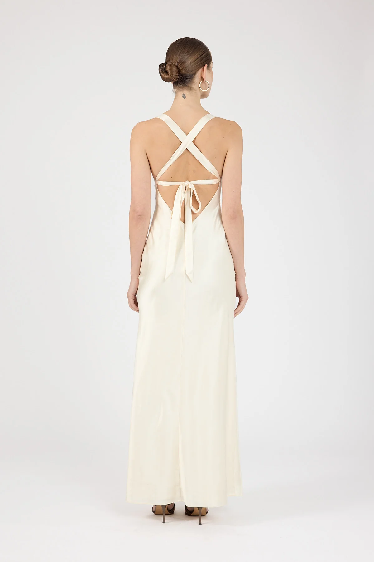 Perfect Stranger Marbella Satin Maxi Dress Butter Yellow - Image 3