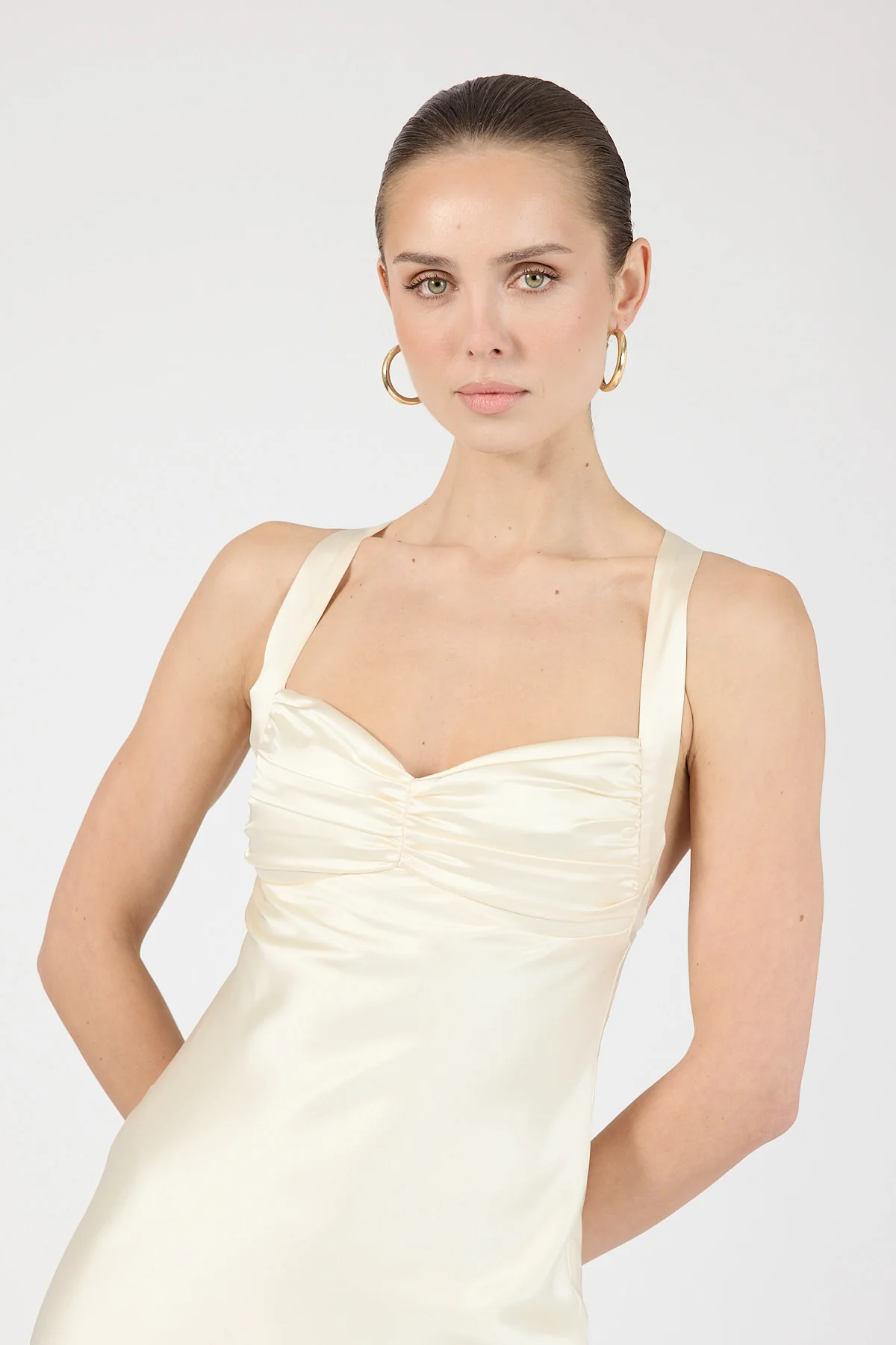 Perfect Stranger Marbella Satin Maxi Dress Butter Yellow - Image 5