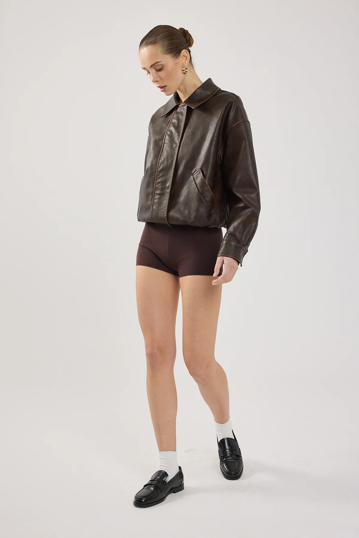 Perfect Stranger Marco Mini Knit  Short Brown - Image 4