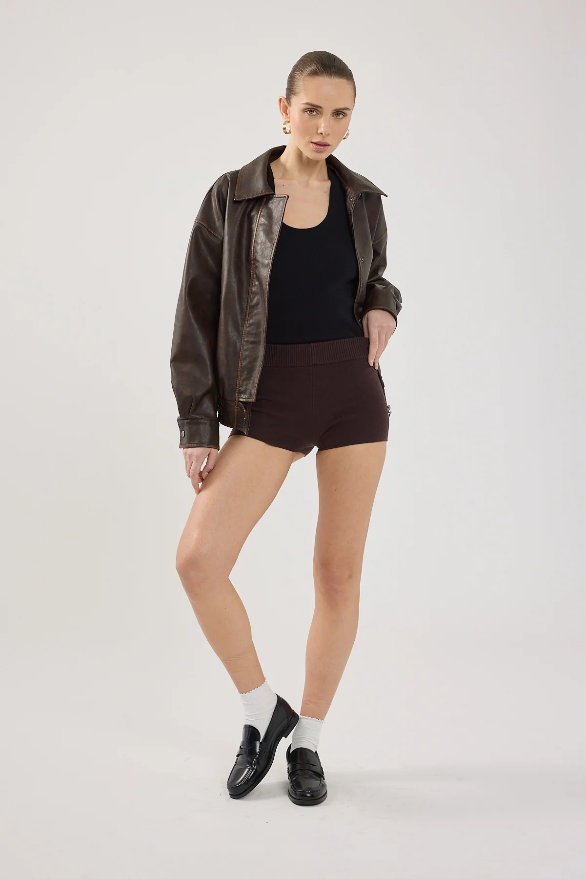 Perfect Stranger Marco Mini Knit  Short Brown - Image 5