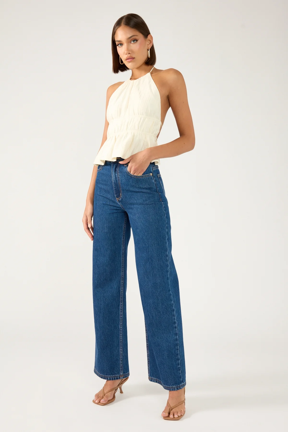 Perfect Stranger Marybelle Halter Open Back Top Cream