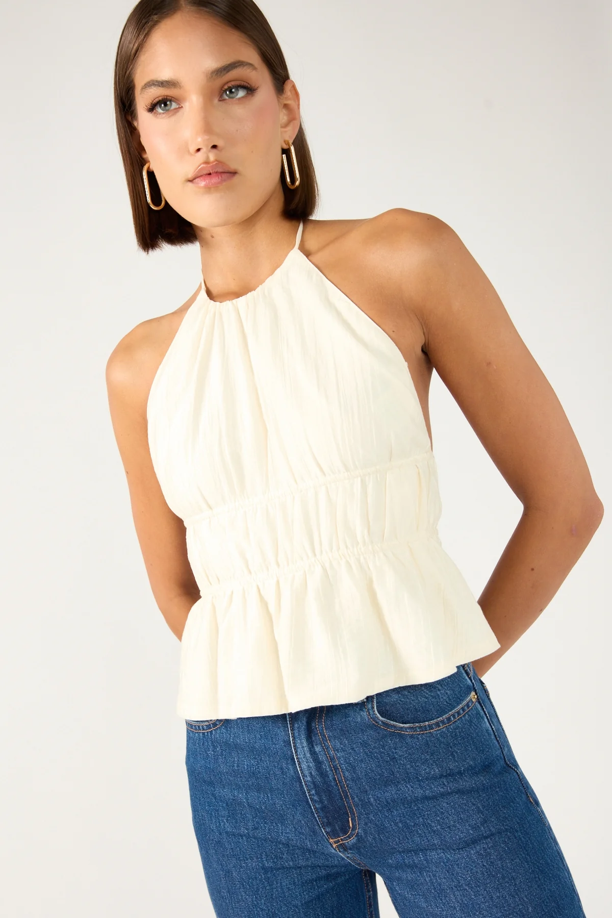 Perfect Stranger Marybelle Halter Open Back Top Cream - Image 8