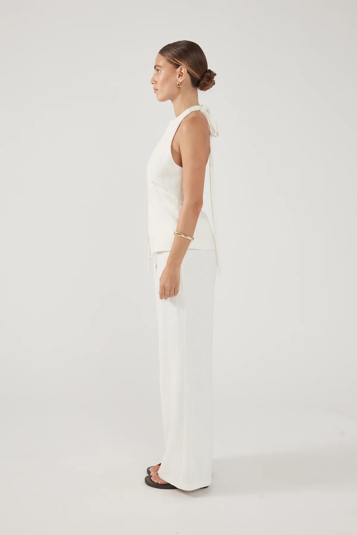 Perfect Stranger Maui Tie Front Low Rise Linen Pant White - Image 8