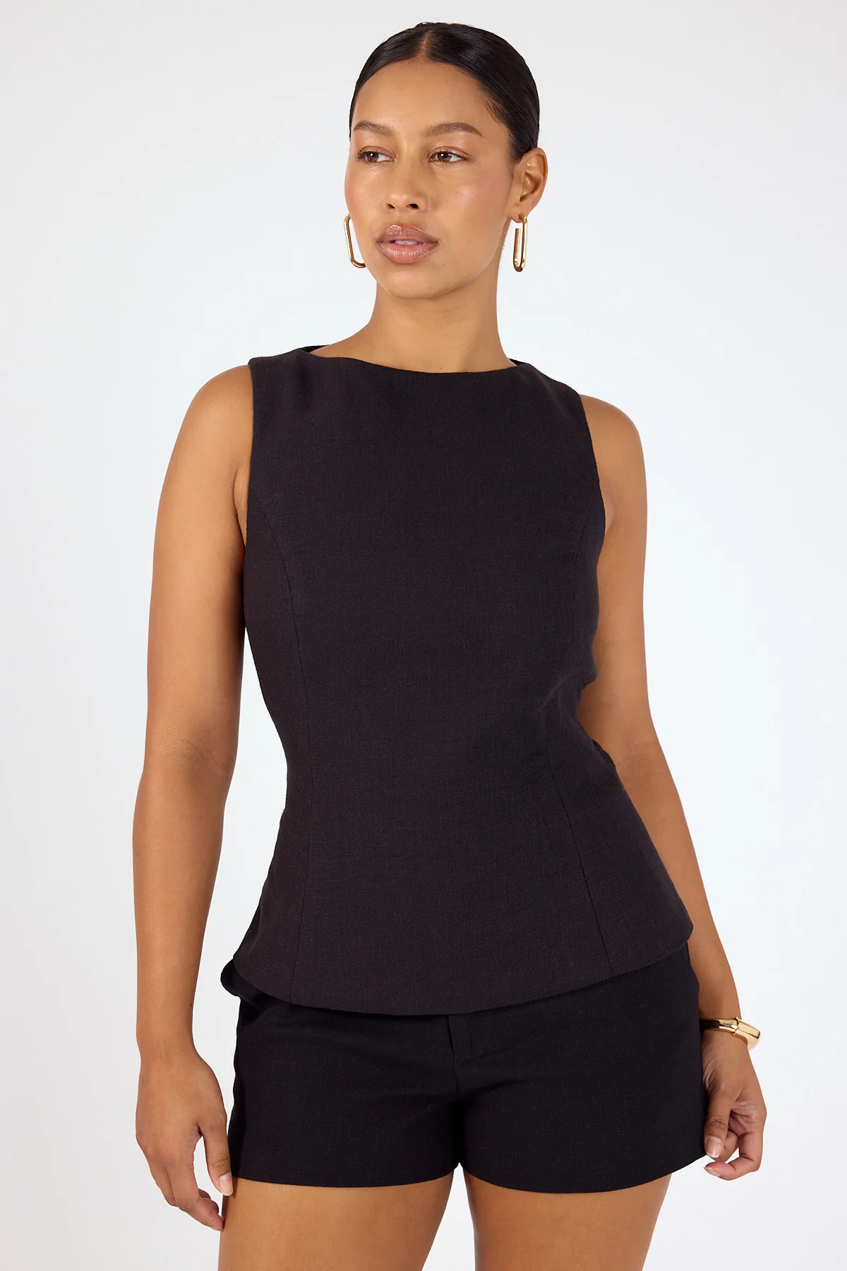 Perfect Stranger Menorca Boat Neck Top Black - Image 2
