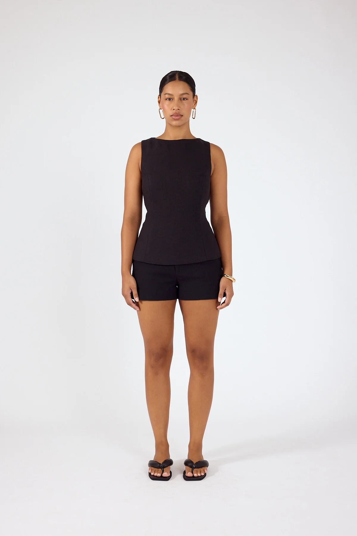 Perfect Stranger Menorca Boat Neck Top Black - Image 3