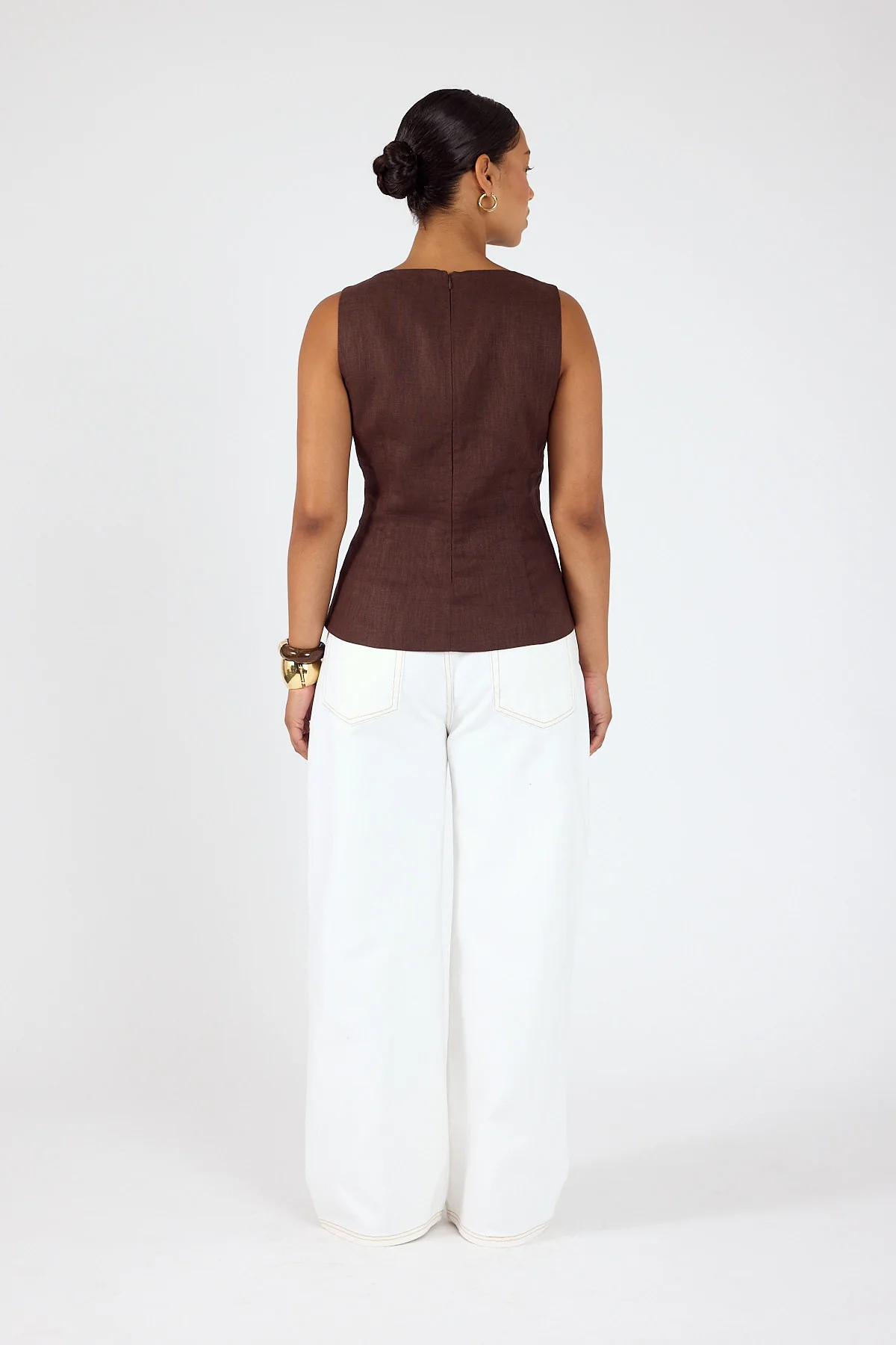 Perfect Stranger Menorca Boat Neck Top Brown - Image 5