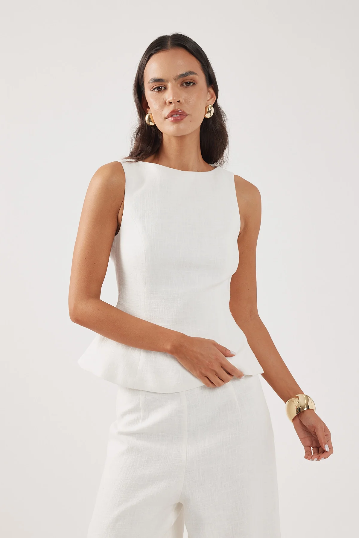 Perfect Stranger Menorca Boat Neck Top Off White - Image 5