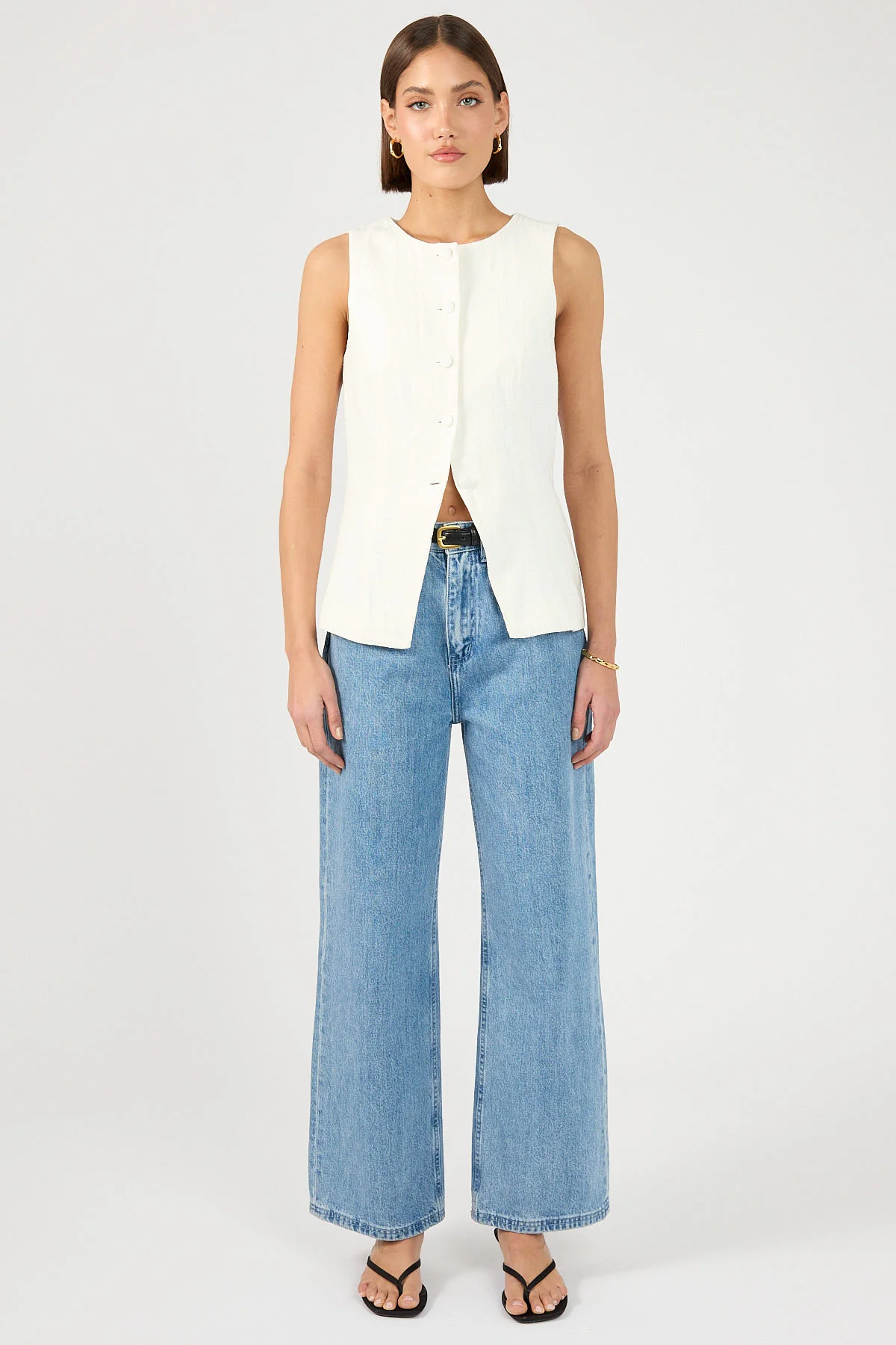 Perfect Stranger Menorca Long Line Vest White - Image 5