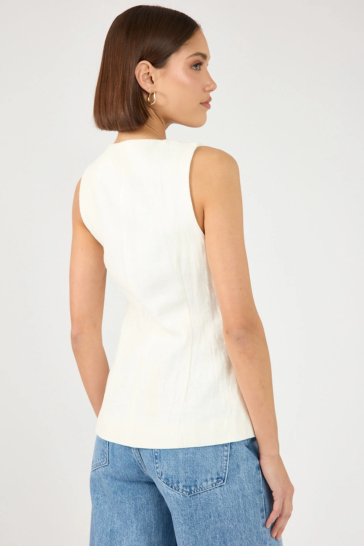 Perfect Stranger Menorca Long Line Vest White - Image 6