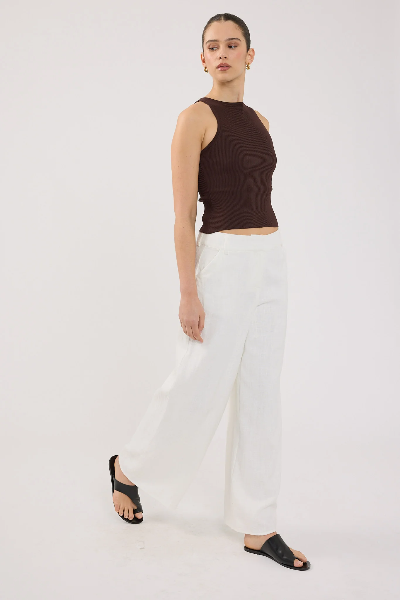 Perfect Stranger Menorca Low Rise Linen Pant White - Image 5