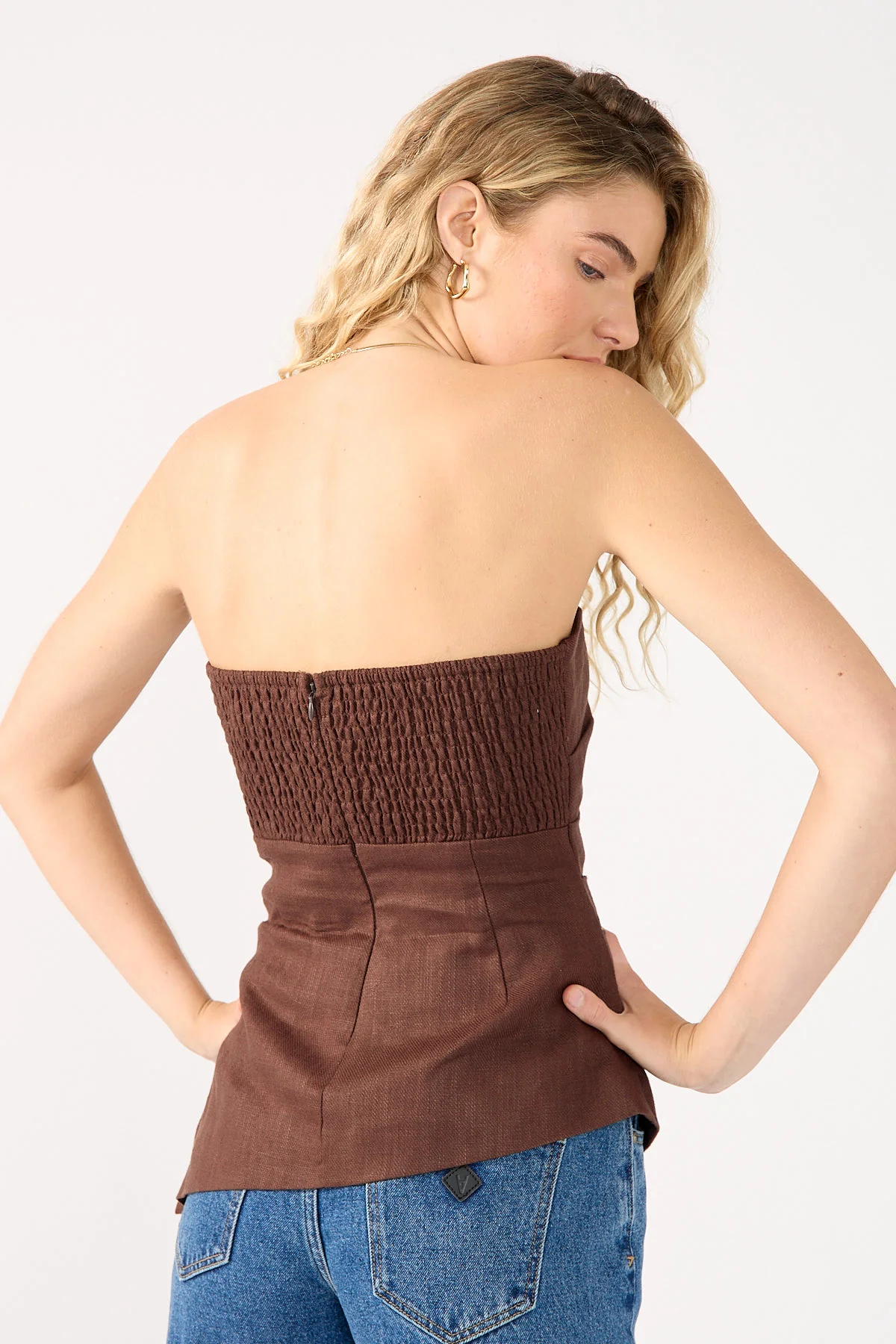 Perfect Stranger Menorca Strapless Asymmetrical Top Chocolate Brown - Image 6
