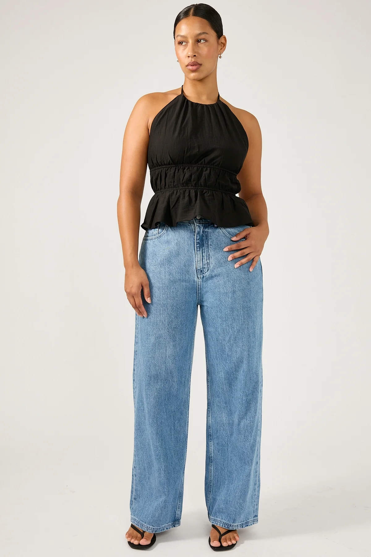 Perfect Stranger Mid Rise 90's Slouch Jean Mid Blue Denim - Image 2