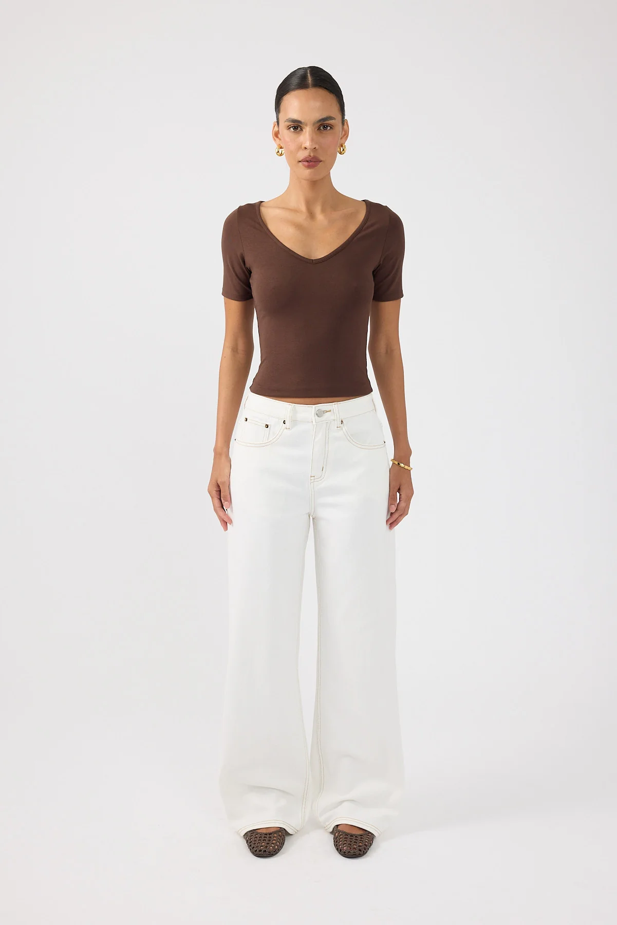 Perfect Stranger Mid Rise Baggy Jean Off White Contrast