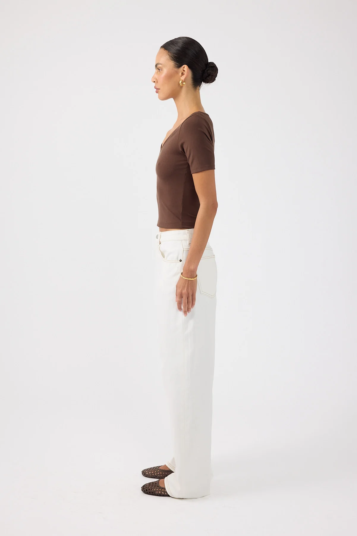 Perfect Stranger Mid Rise Baggy Jean Off White Contrast - Image 3