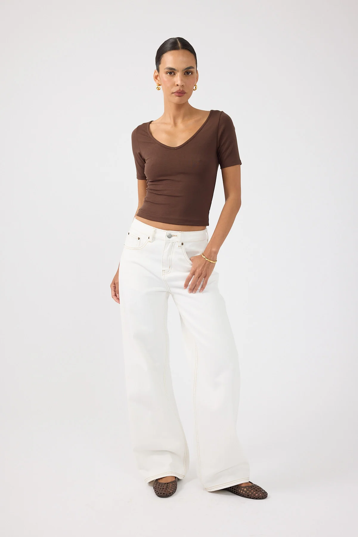 Perfect Stranger Mid Rise Baggy Jean Off White Contrast - Image 5