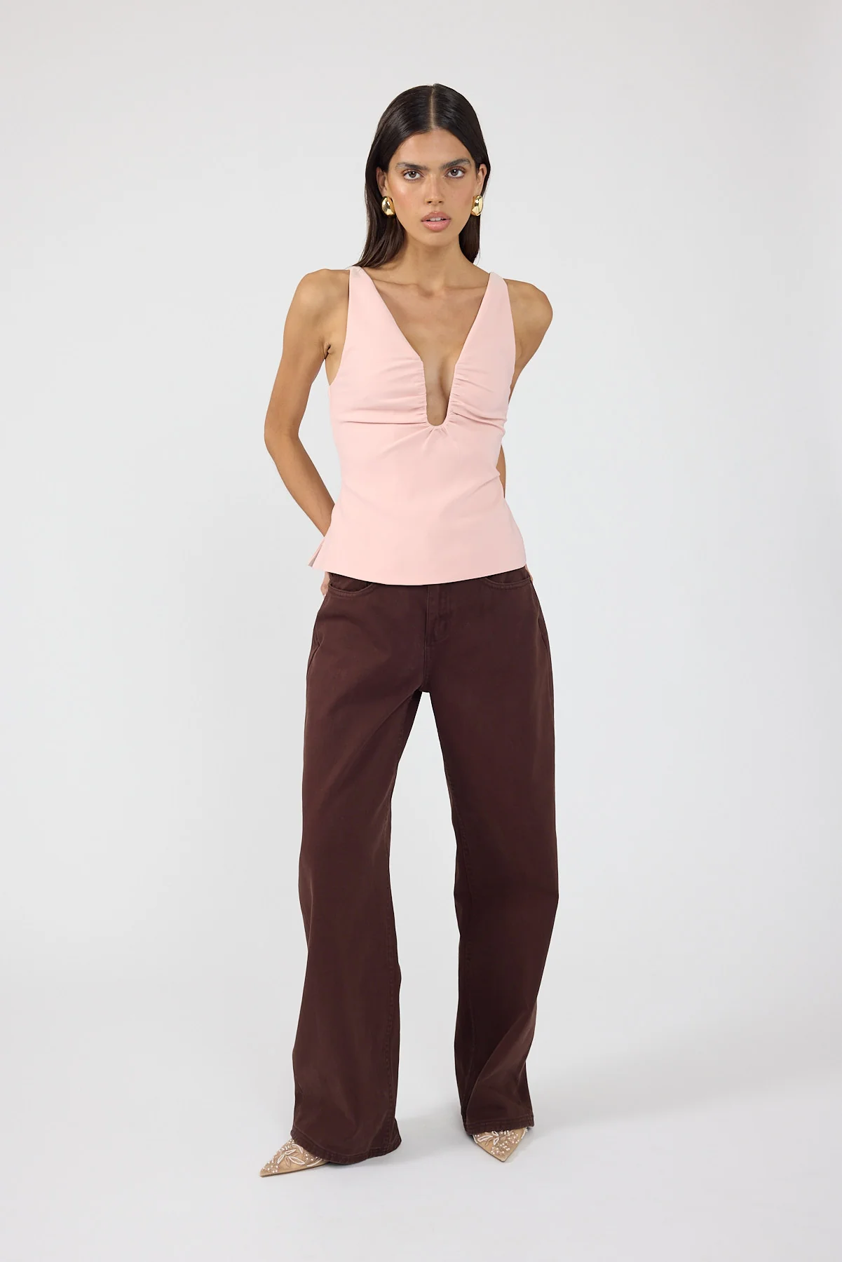 Perfect Stranger Mid Rise Baggy Jean Brown - Image 6