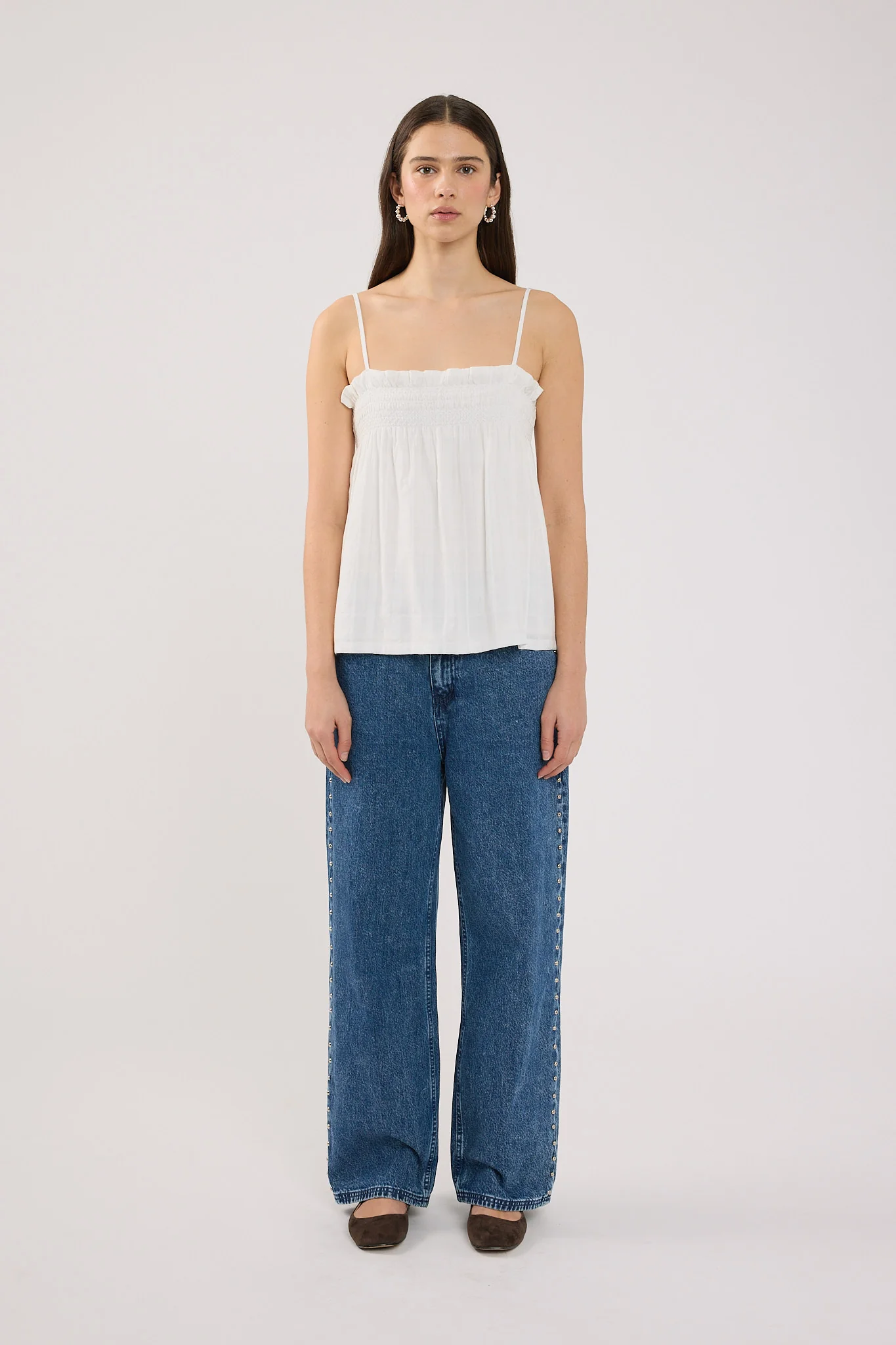 Perfect Stranger Mikey Shirred Top White