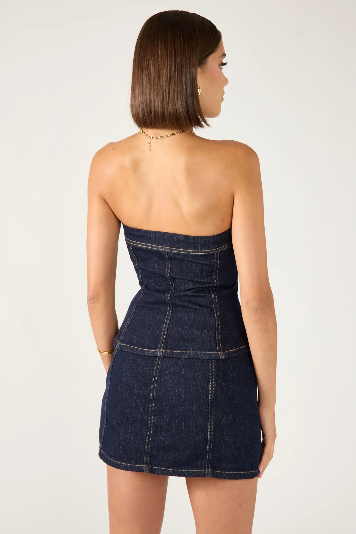 Perfect Stranger Mila Denim Button Up Top Dark Blue Denim - Image 5
