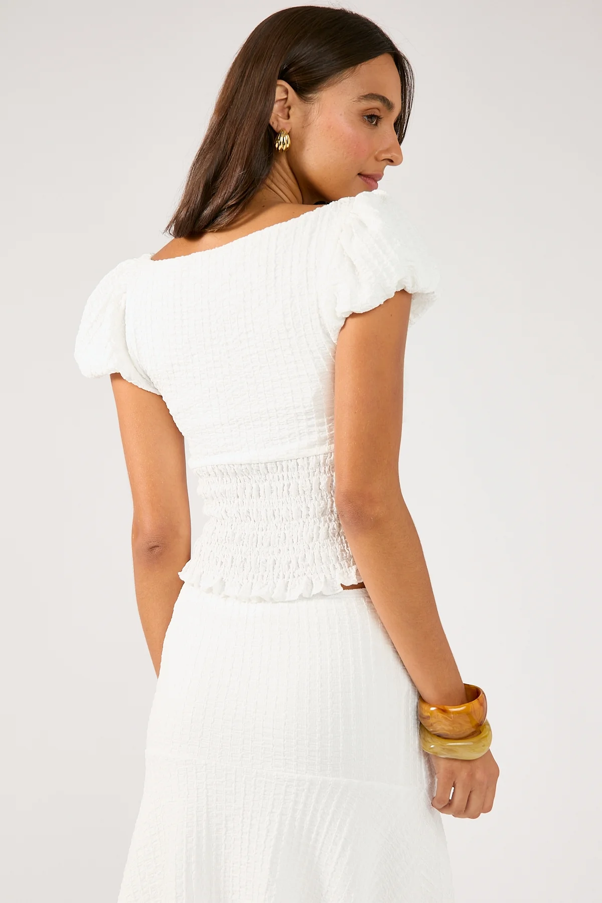 Perfect Stranger Mimsy Short Sleeve Shirred Top White - Image 6