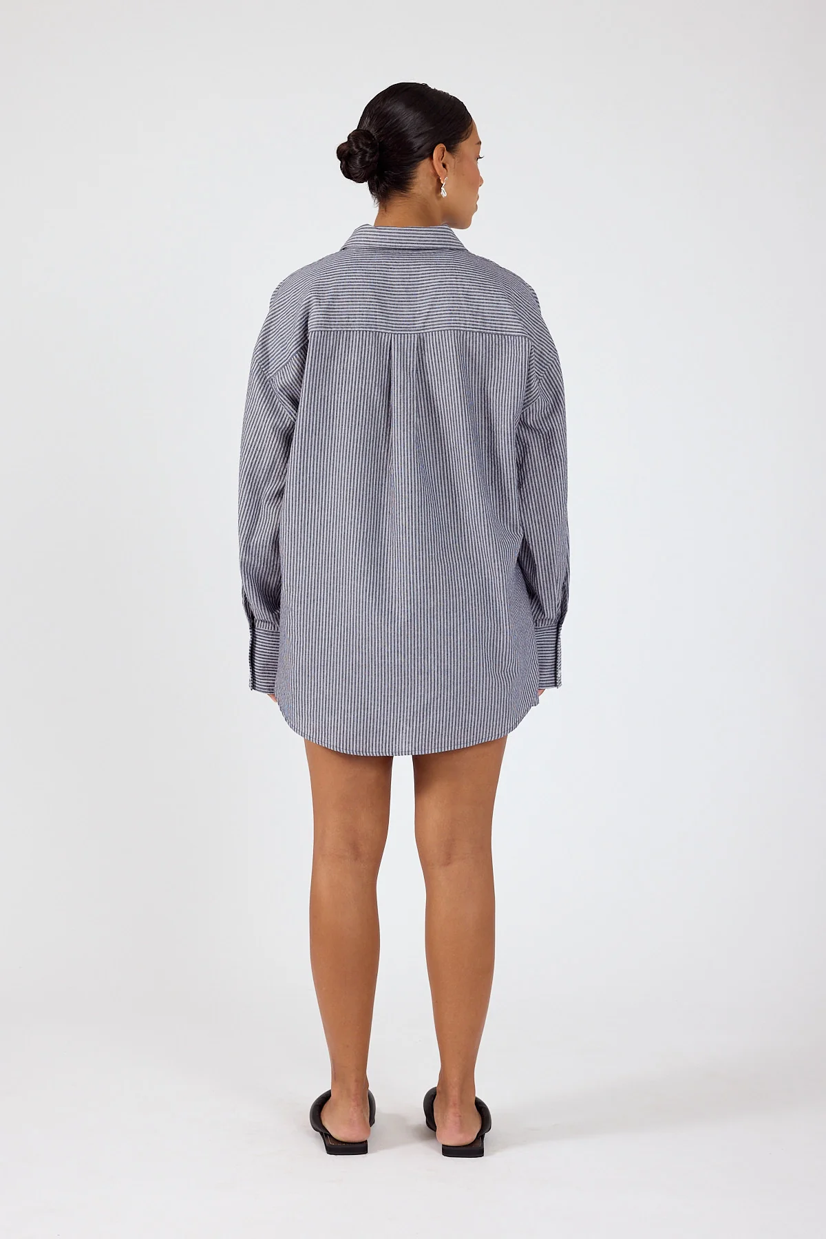 Perfect Stranger Mirae Striped Oversized Shirt Navy Stripe - Image 5
