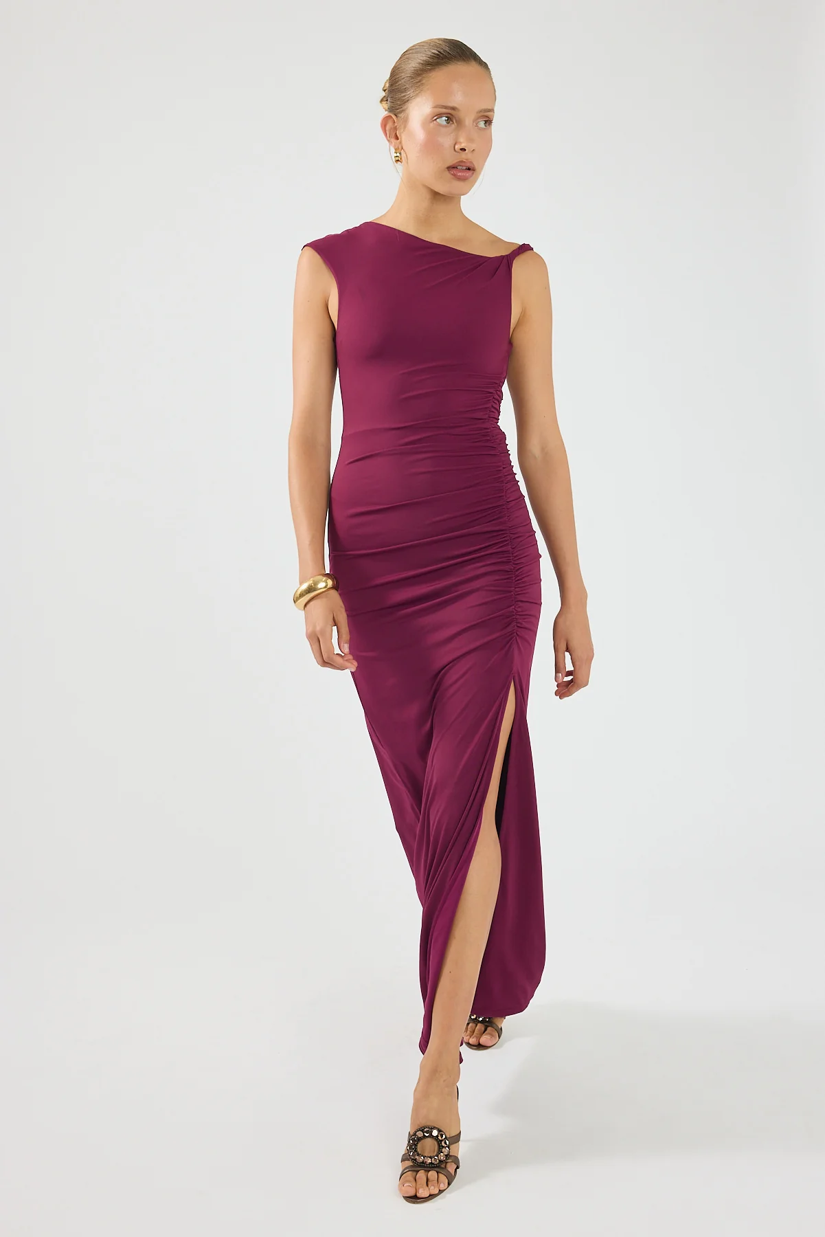 Perfect Stranger Miro Twist Maxi Dress Plum - Image 5