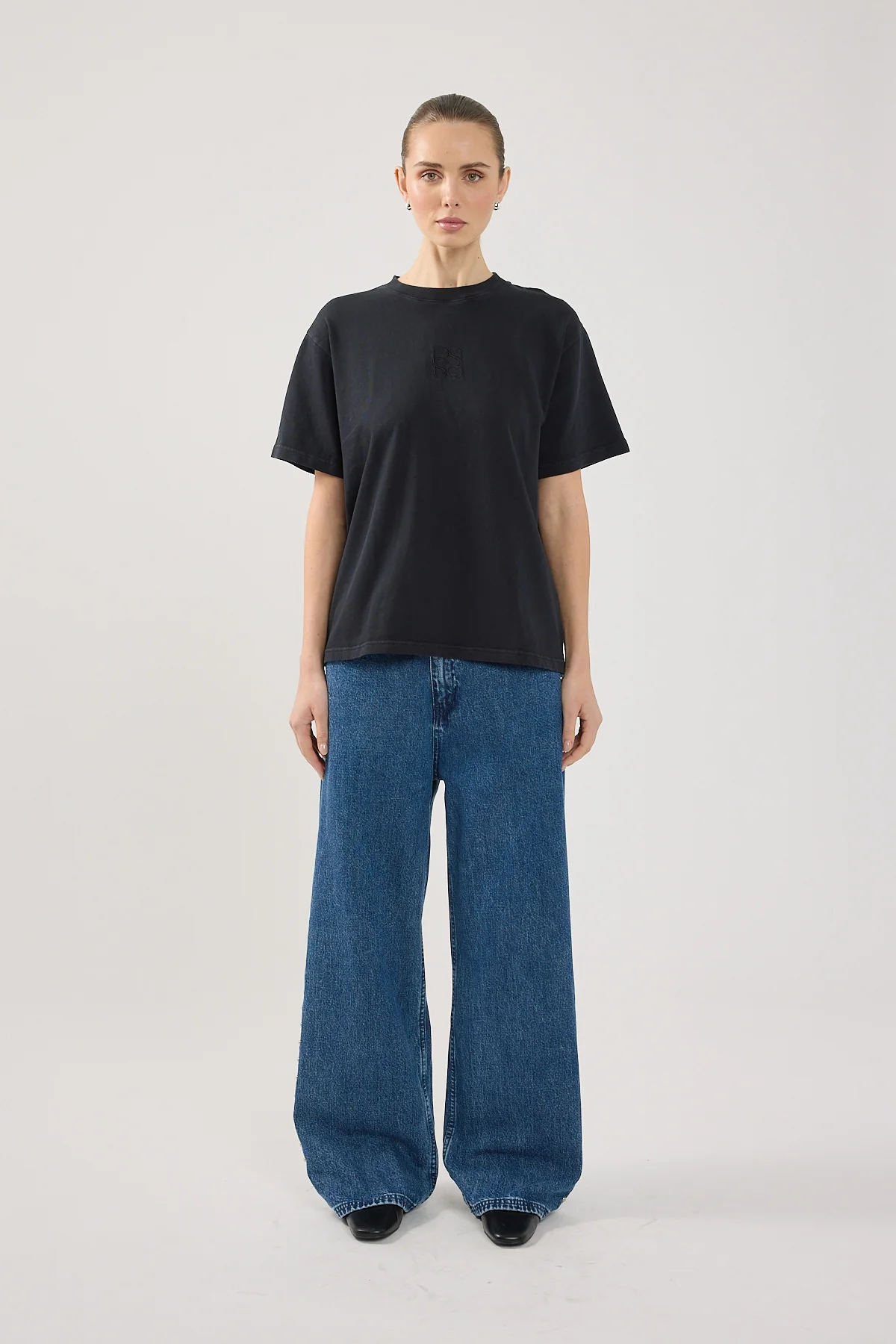 Perfect Stranger Monogram Oversized Tee Washed Black