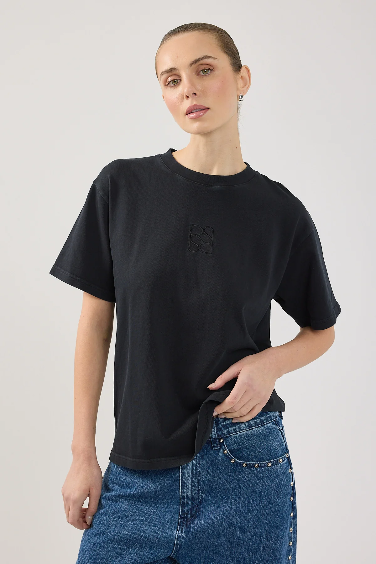 Perfect Stranger Monogram Oversized Tee Washed Black - Image 2