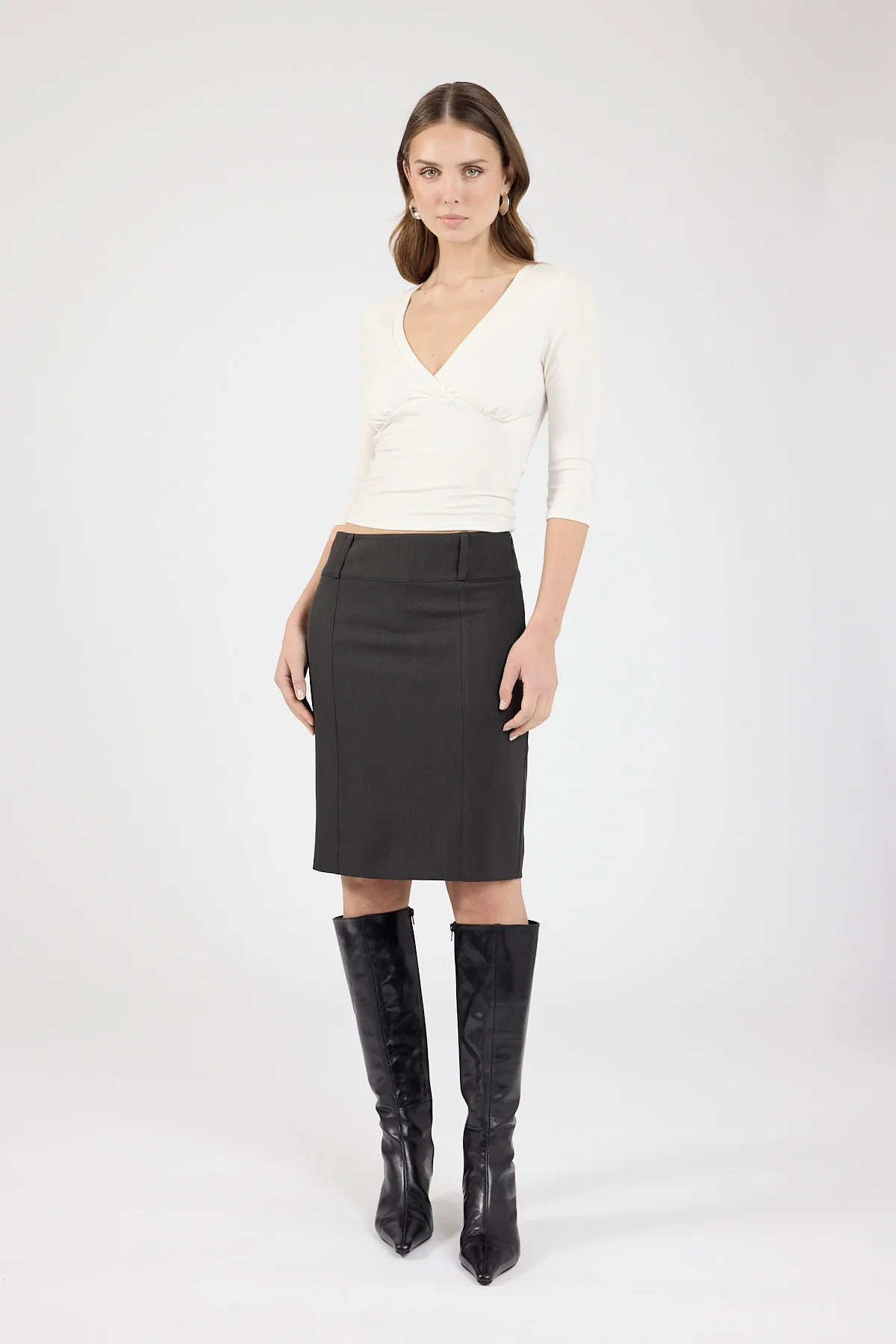 Perfect Stranger Monroe Mid rise Midi Skirt Charcoal - Image 2
