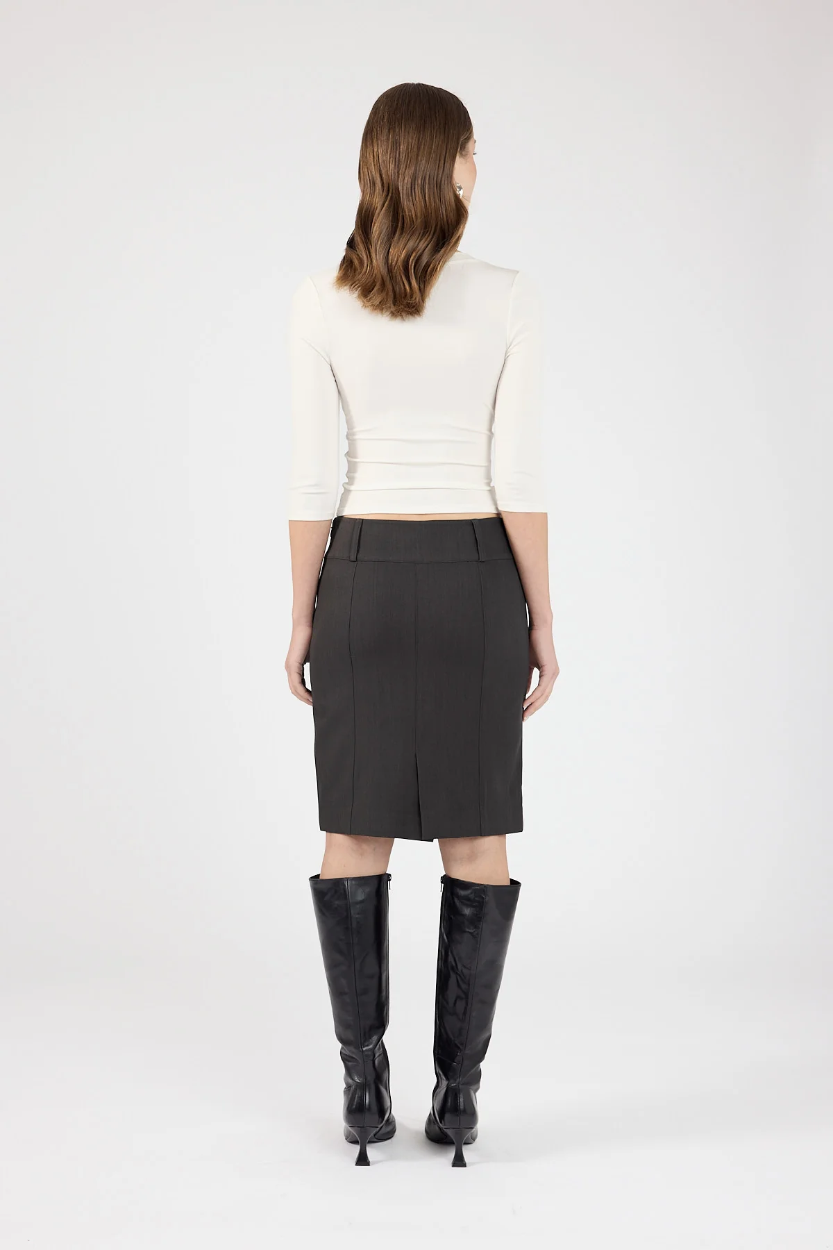 Perfect Stranger Monroe Mid rise Midi Skirt Charcoal - Image 6