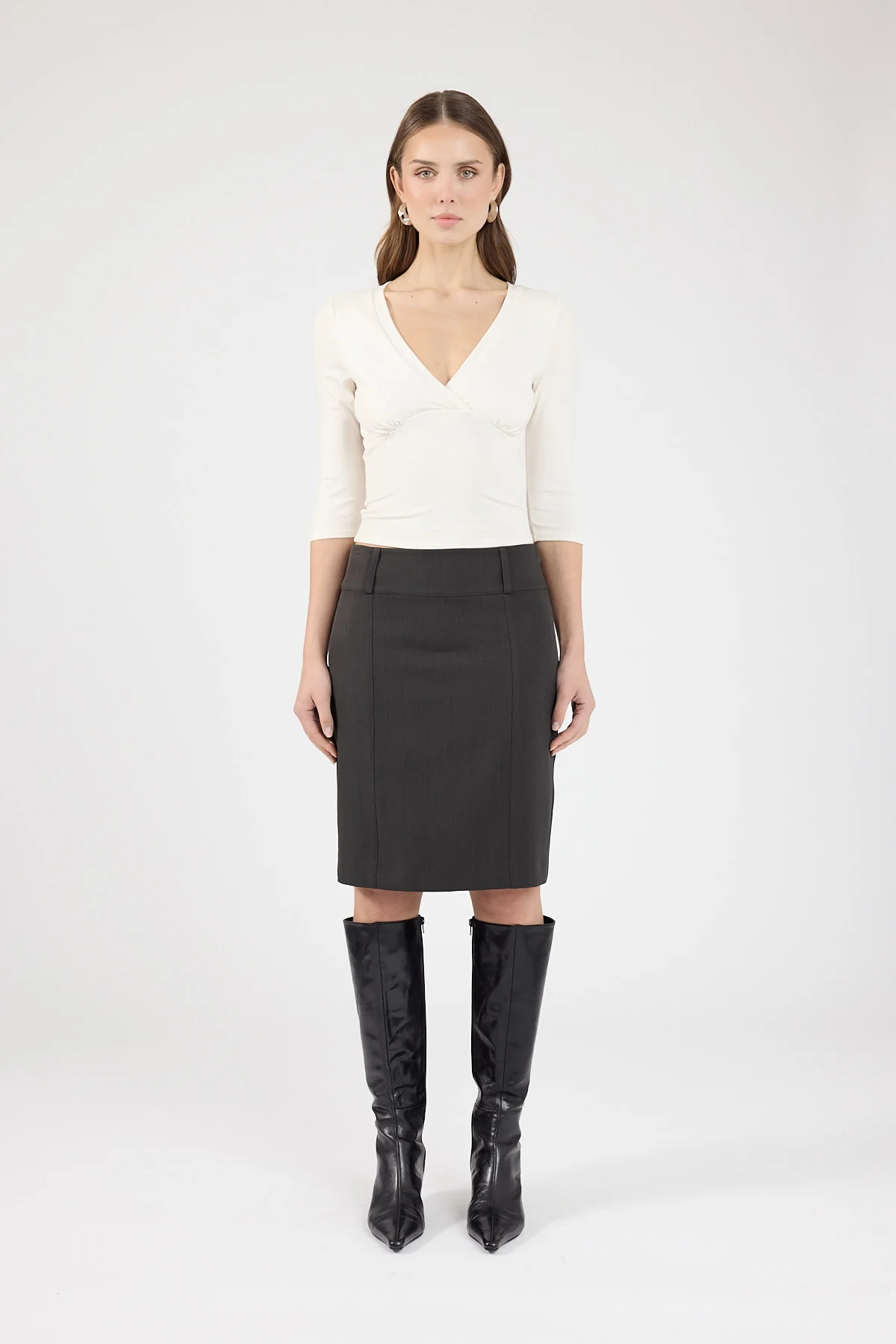 Perfect Stranger Monroe Mid rise Midi Skirt Charcoal - Image 7