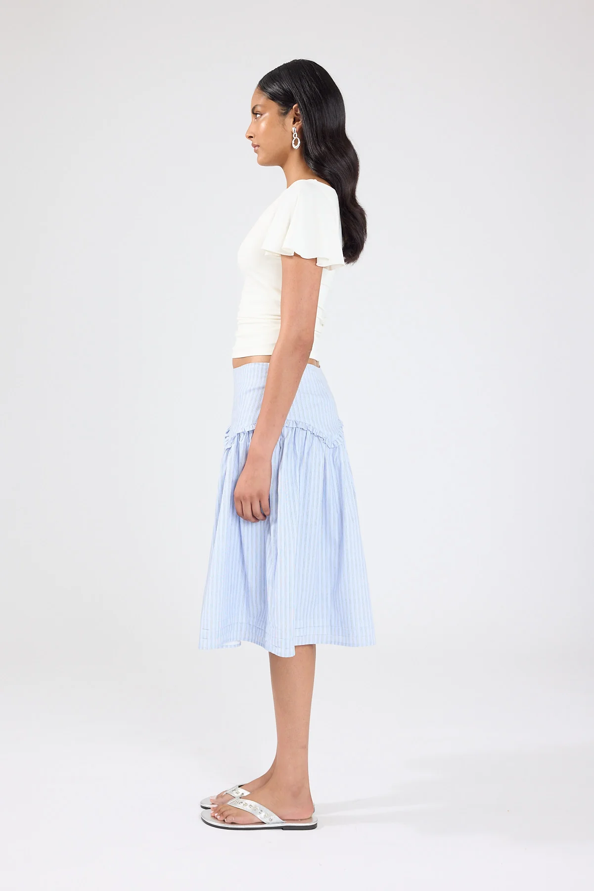 Perfect Stranger Montel Mid Rise Midi Skirt Blue Stripe - Image 6