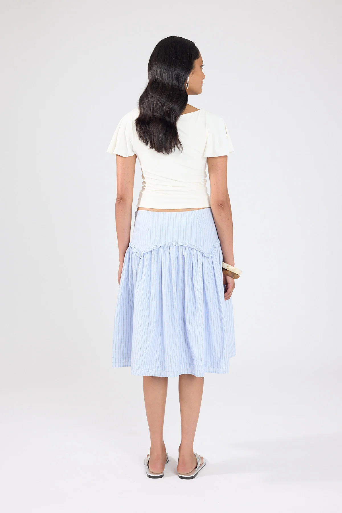Perfect Stranger Montel Mid Rise Midi Skirt Blue Stripe - Image 7