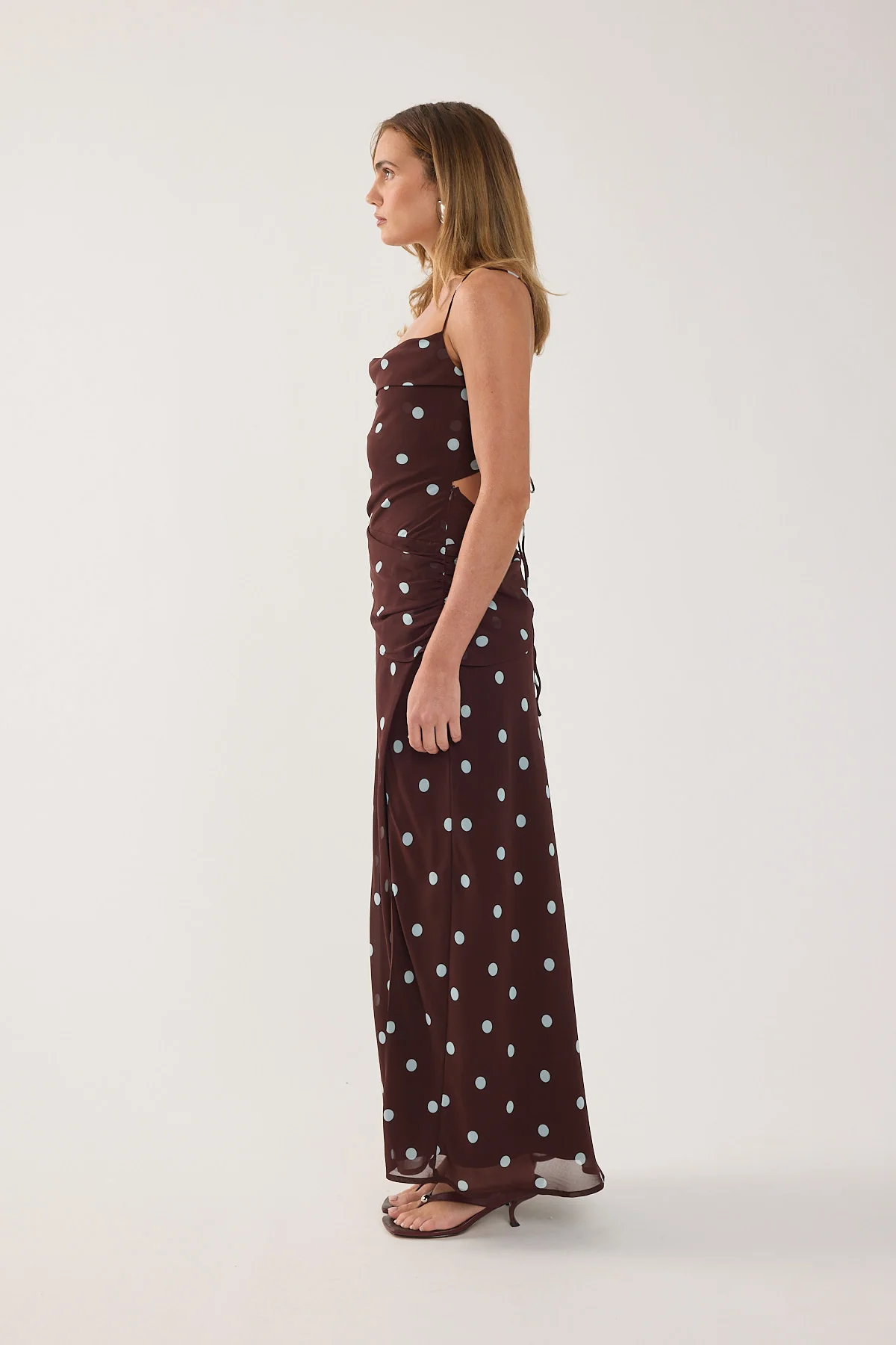 Perfect Stranger Naya Polka Maxi Dress Blue/Brown Polka - Image 4